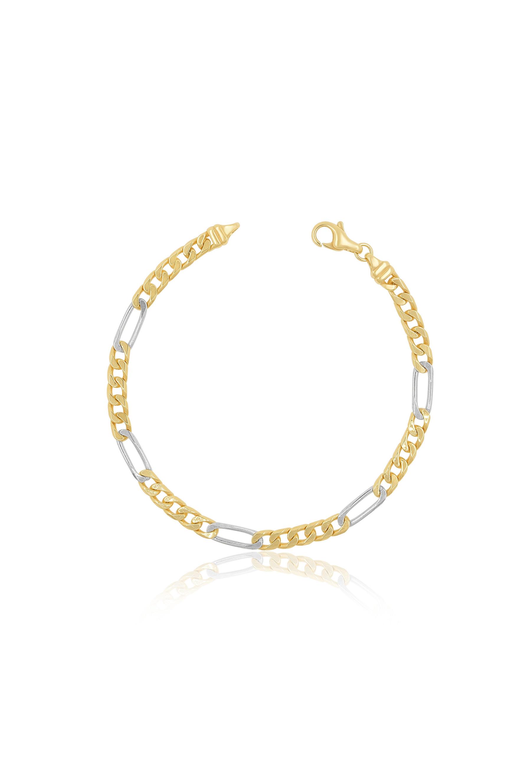 MUAU Schmuck Bracelet Figaro Bicolor Gelbgold-/Weissgold 750, 4.4mm, 19cm