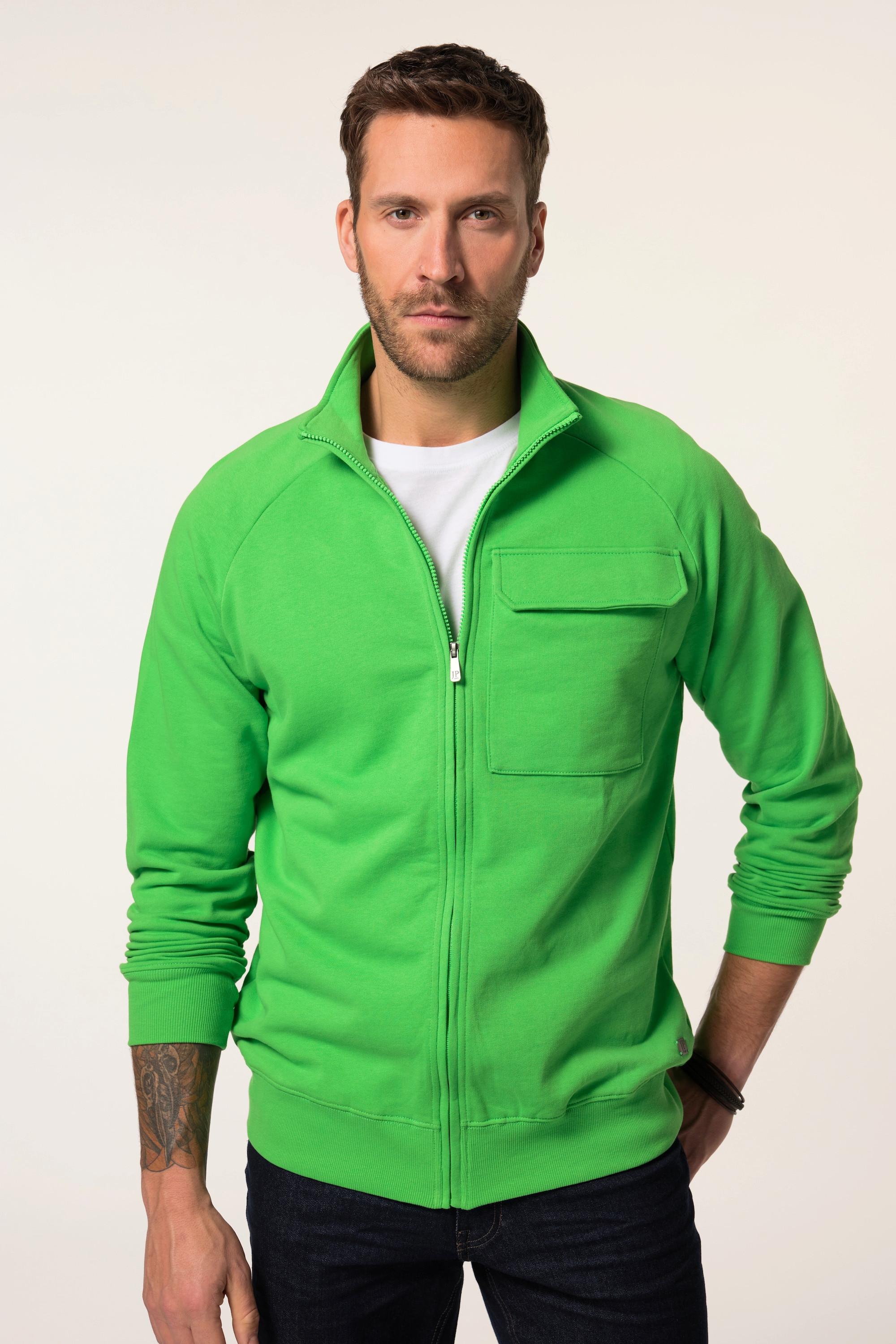 JP1880 Sweatjacke, Waffelstruktur, Stehkragen