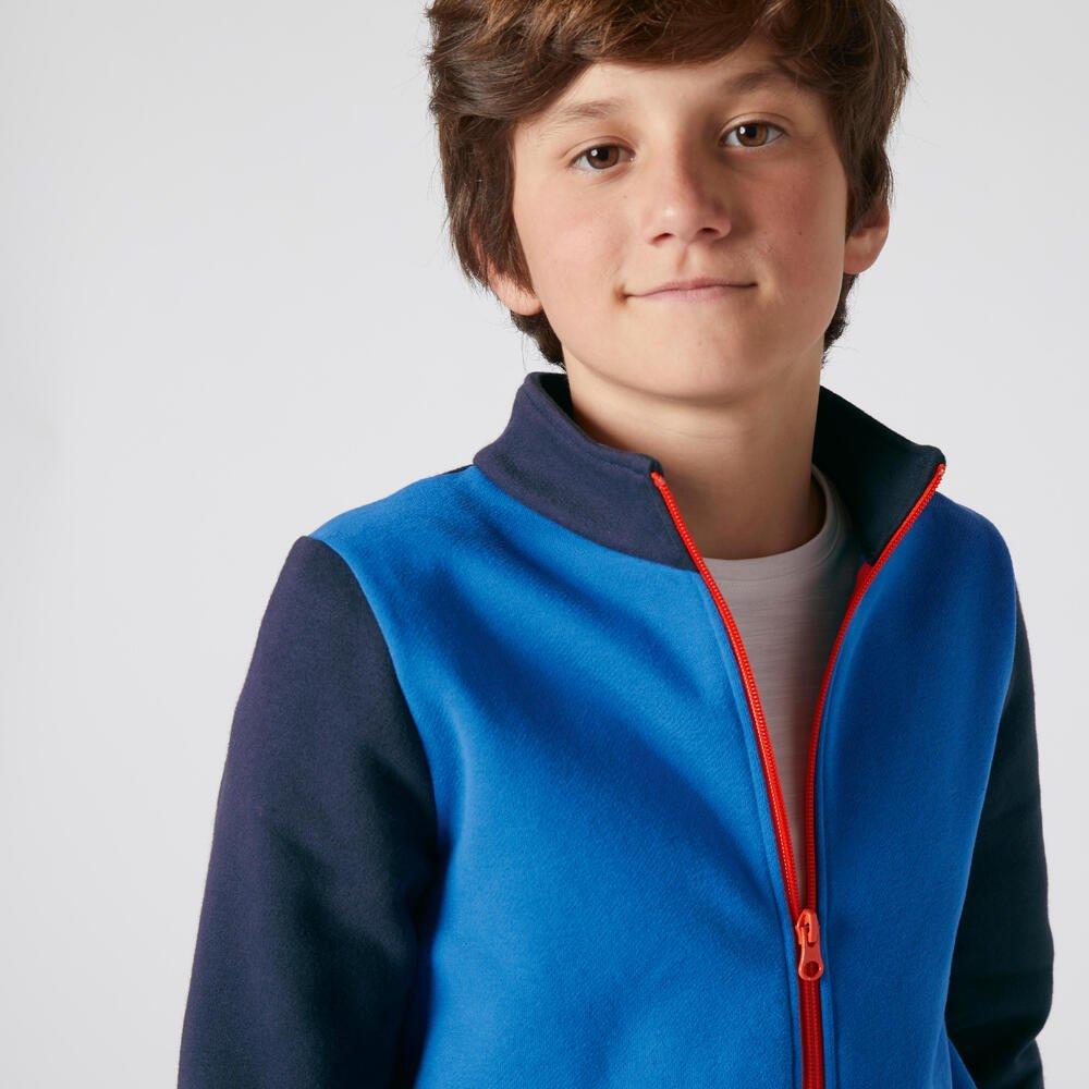 DOMYOS Trainingsanzug Baumwolle Warmy Zip Basic Kinder blau