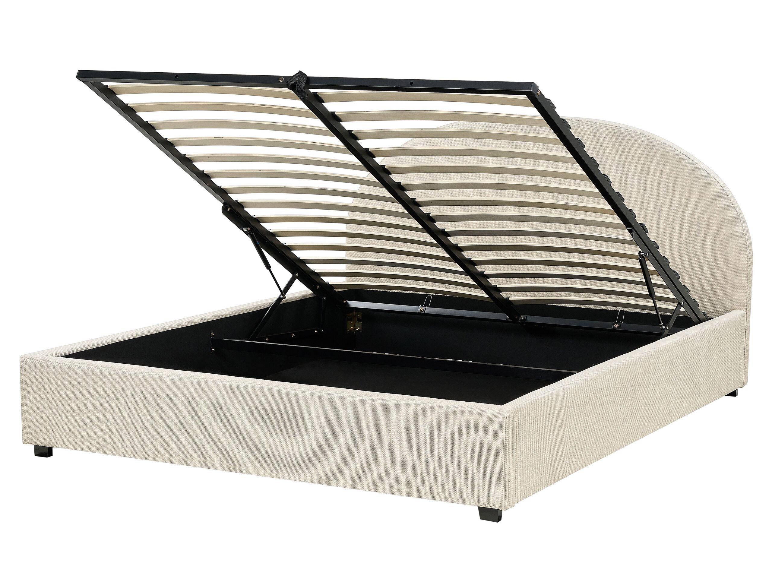 Beliani Bett mit Bettkasten aus Polyester Retro VAUCLUSE