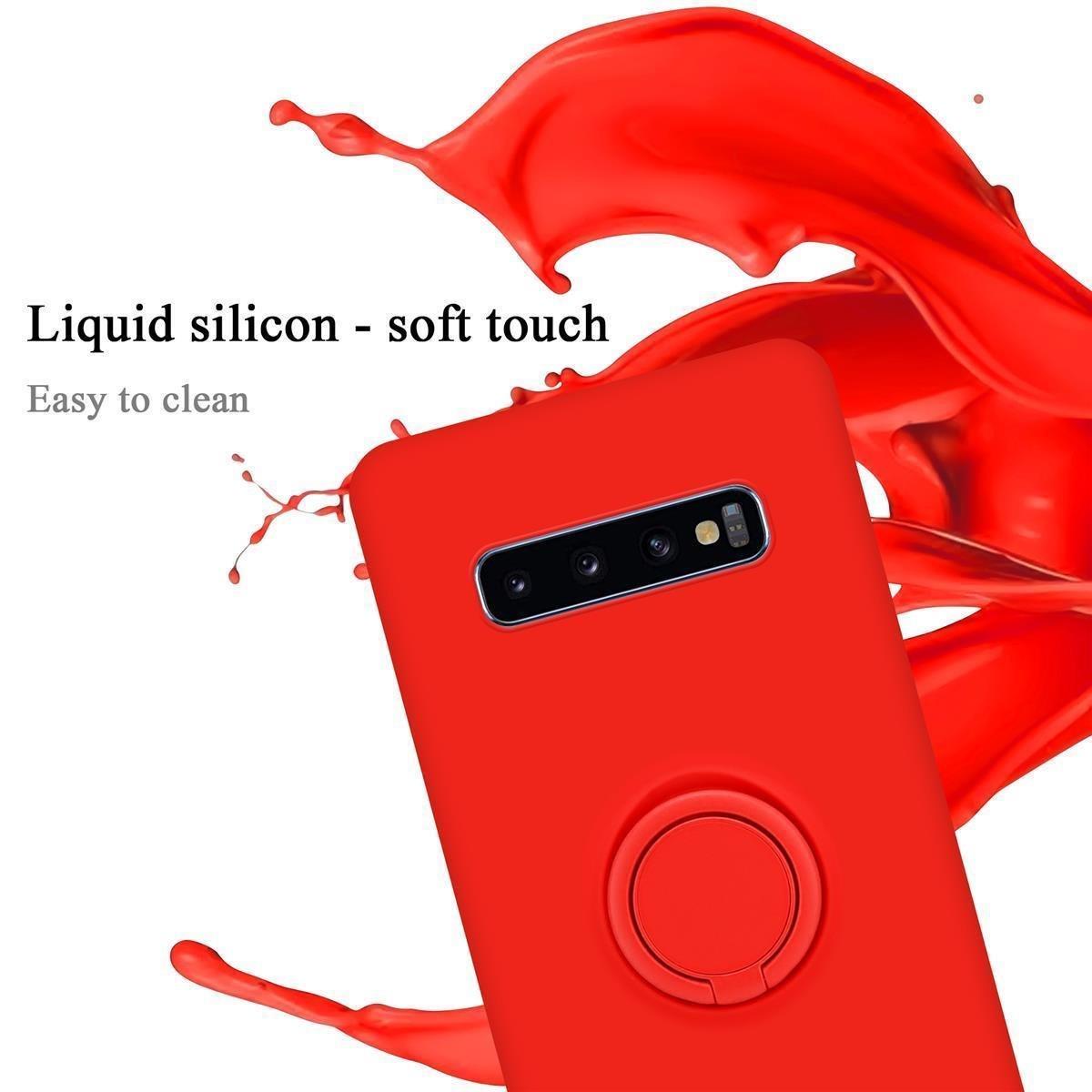 Cadorabo Hülle für Samsung Galaxy S10 PLUS TPU Silikon mit Ring Liquid