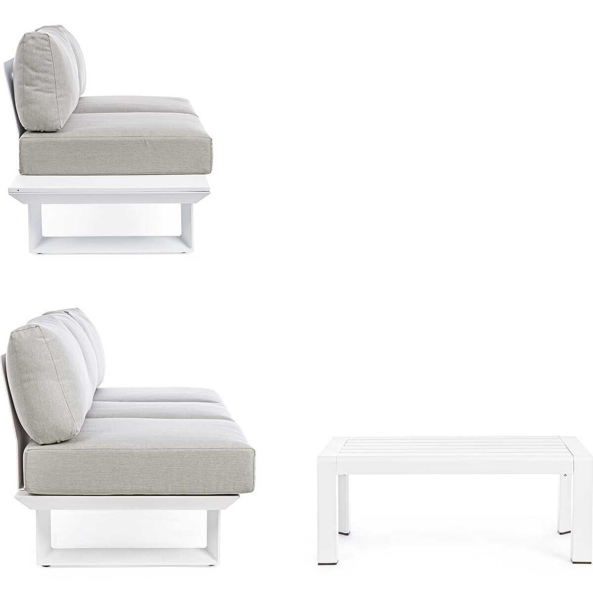 mutoni Garten Ecksitzgruppe Konnor mit Kissen weiss