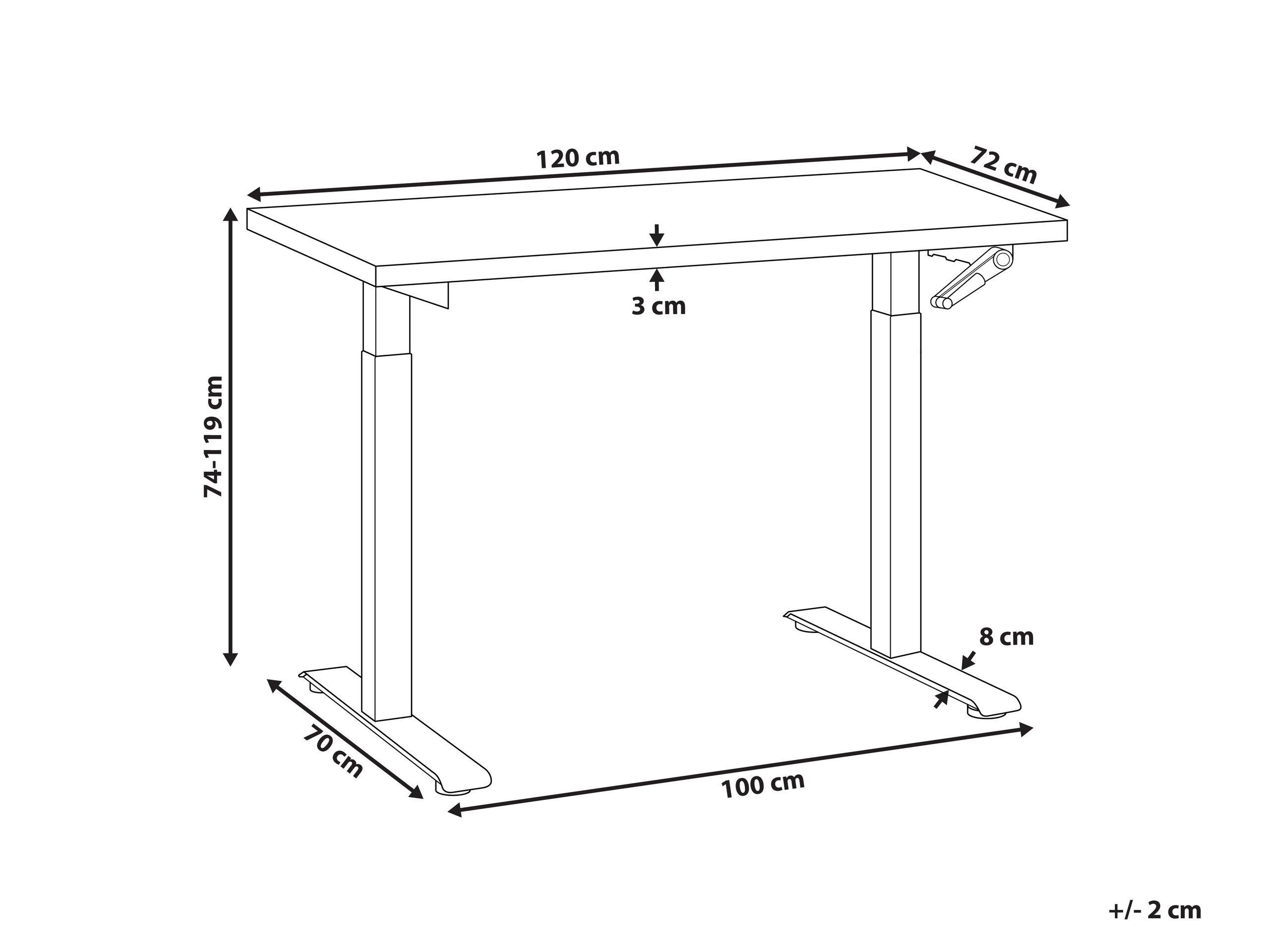 Beliani Schreibtisch manuell höhenverstellbar aus Faserplatte Modern DESTINES
