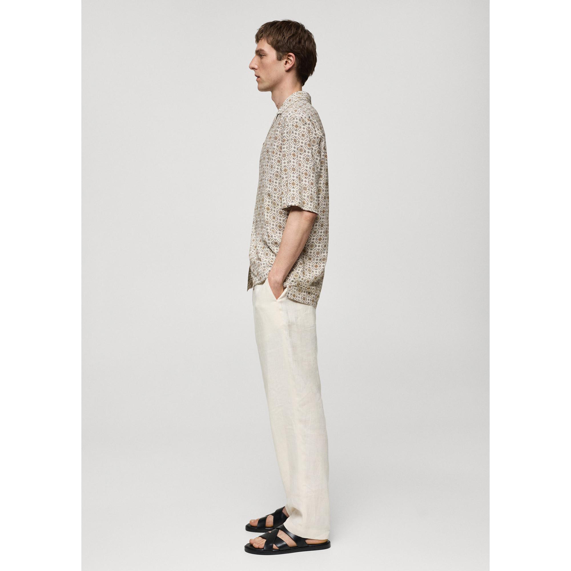 Mango Man Bedrucktes Regular Fit Kurzarmhemd