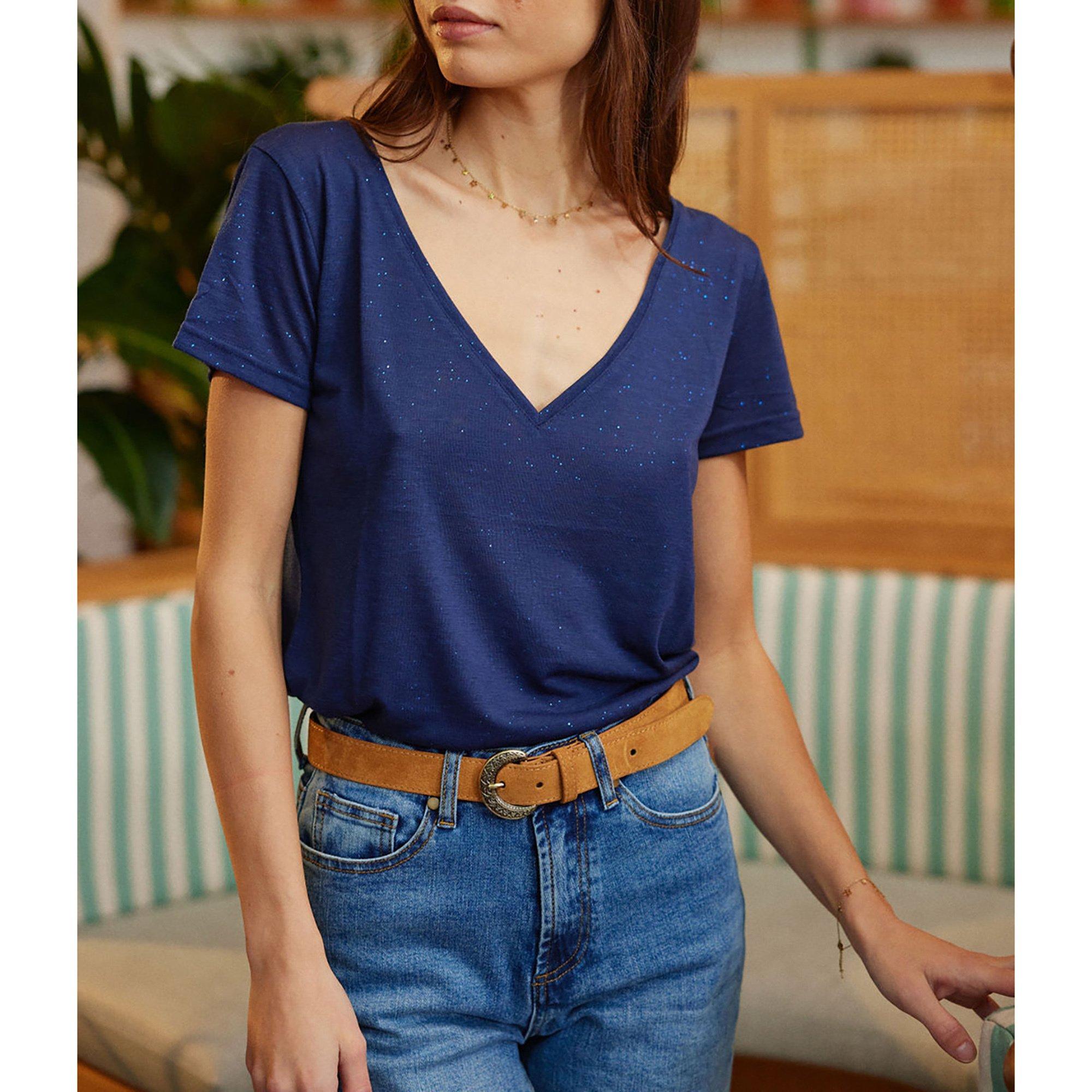 La Petite Etoile Elvie V-Ausschnitt T-Shirt mit Glitzereffekt