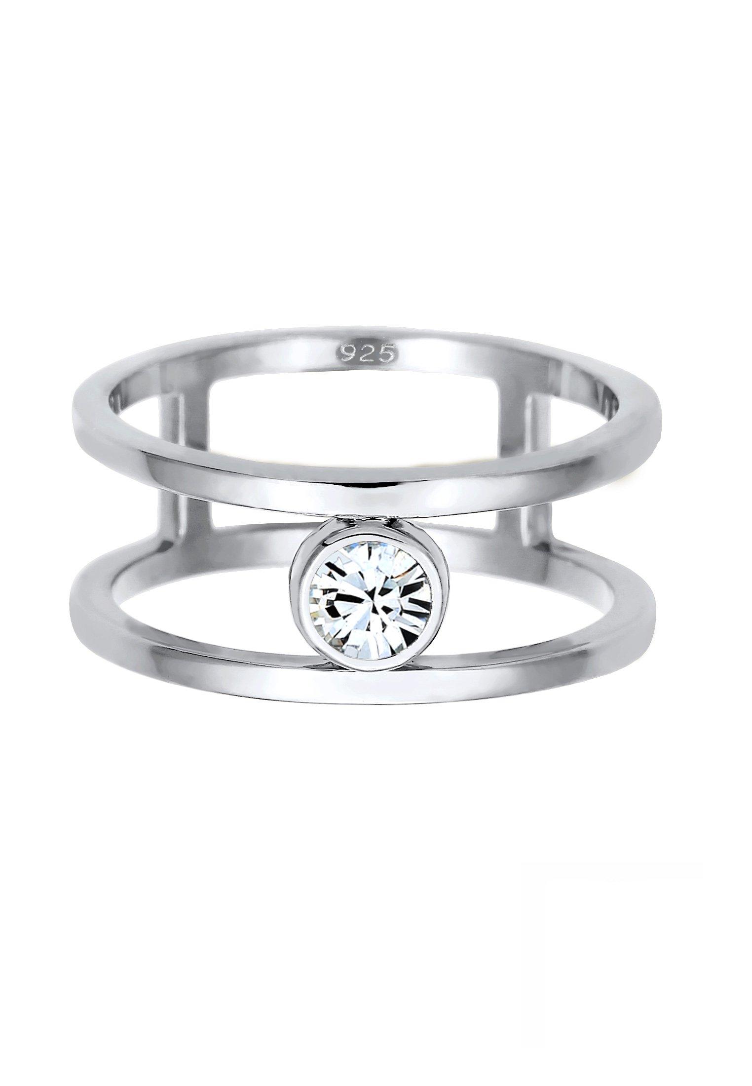 Elli Ring Doppelring Solitär Kristalle 925 Silber