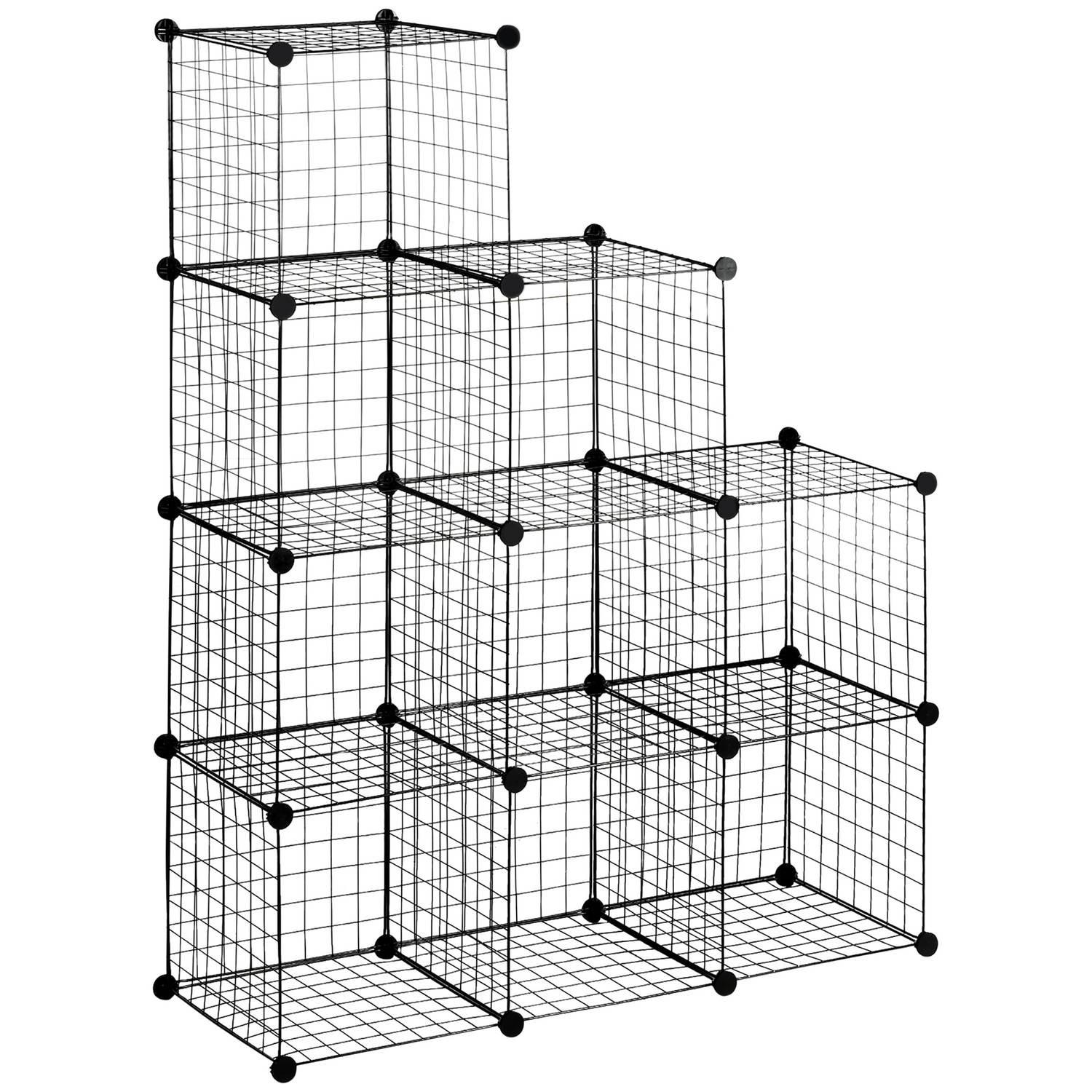 Northio Regalsystem Diy Steckregal Aus Stahldraht, 9 Fächer Schuhregal, Schwarz, Für Wohnzimmer, 35X35X35Cm Je Würfel
