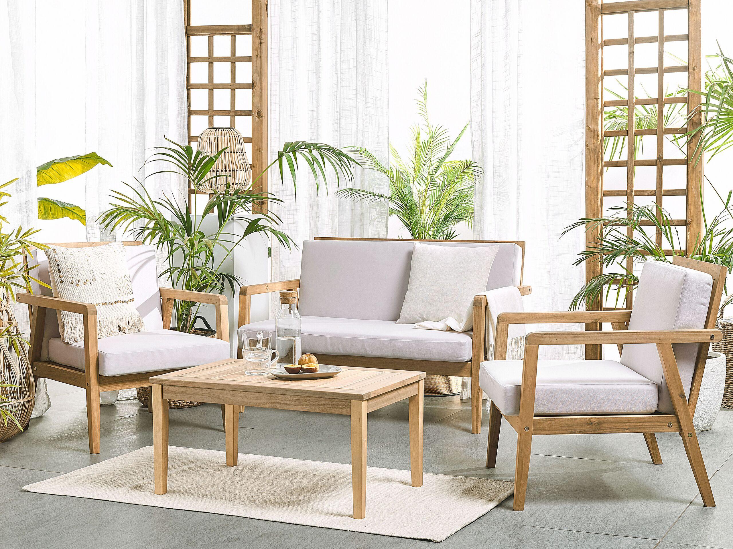 Beliani Lounge Set mit Tisch aus Akazienholz Retro PALLANO