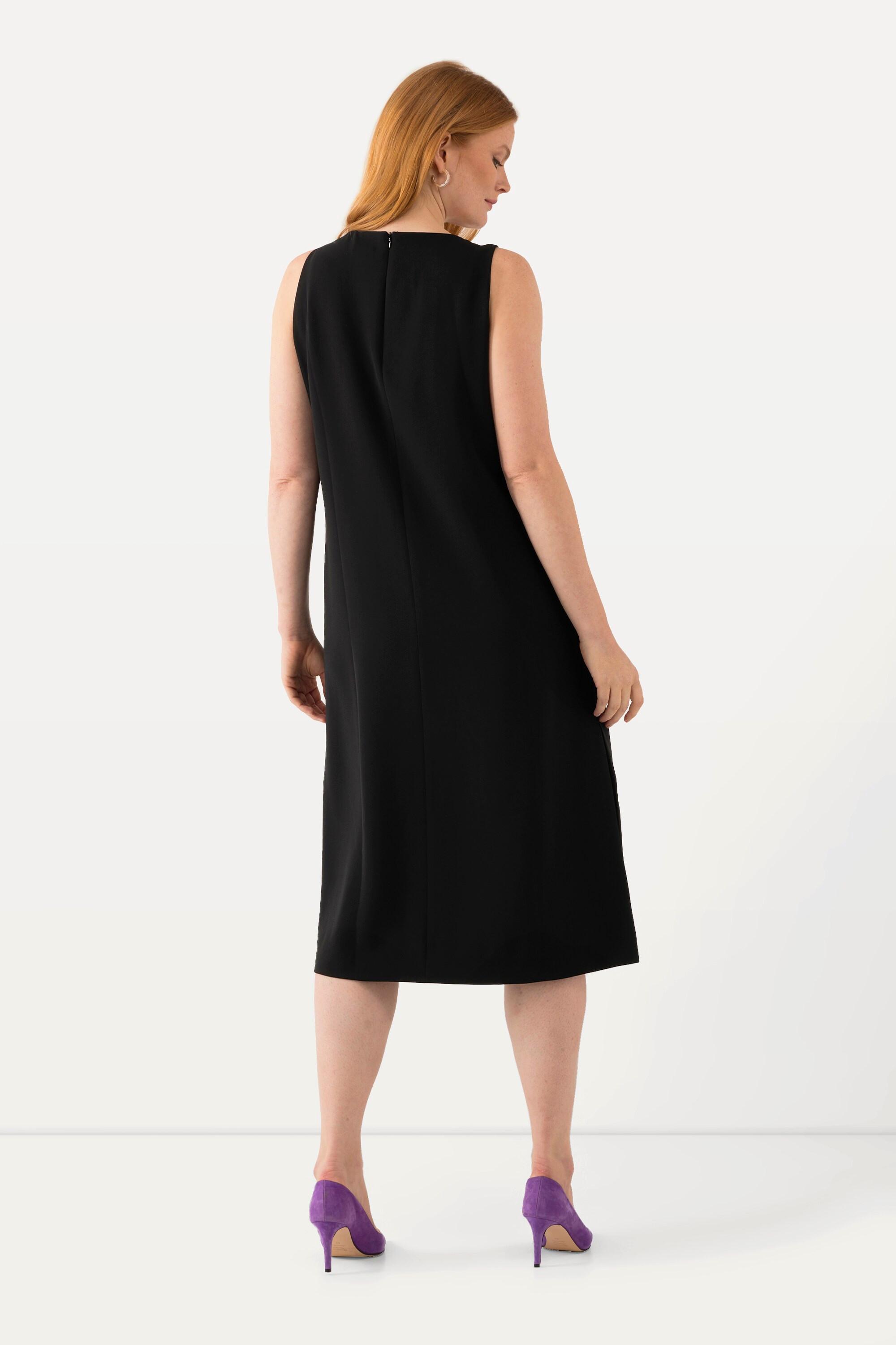Ulla Popken Acetat Midikleid A-Linie Rundhals Ärmellos