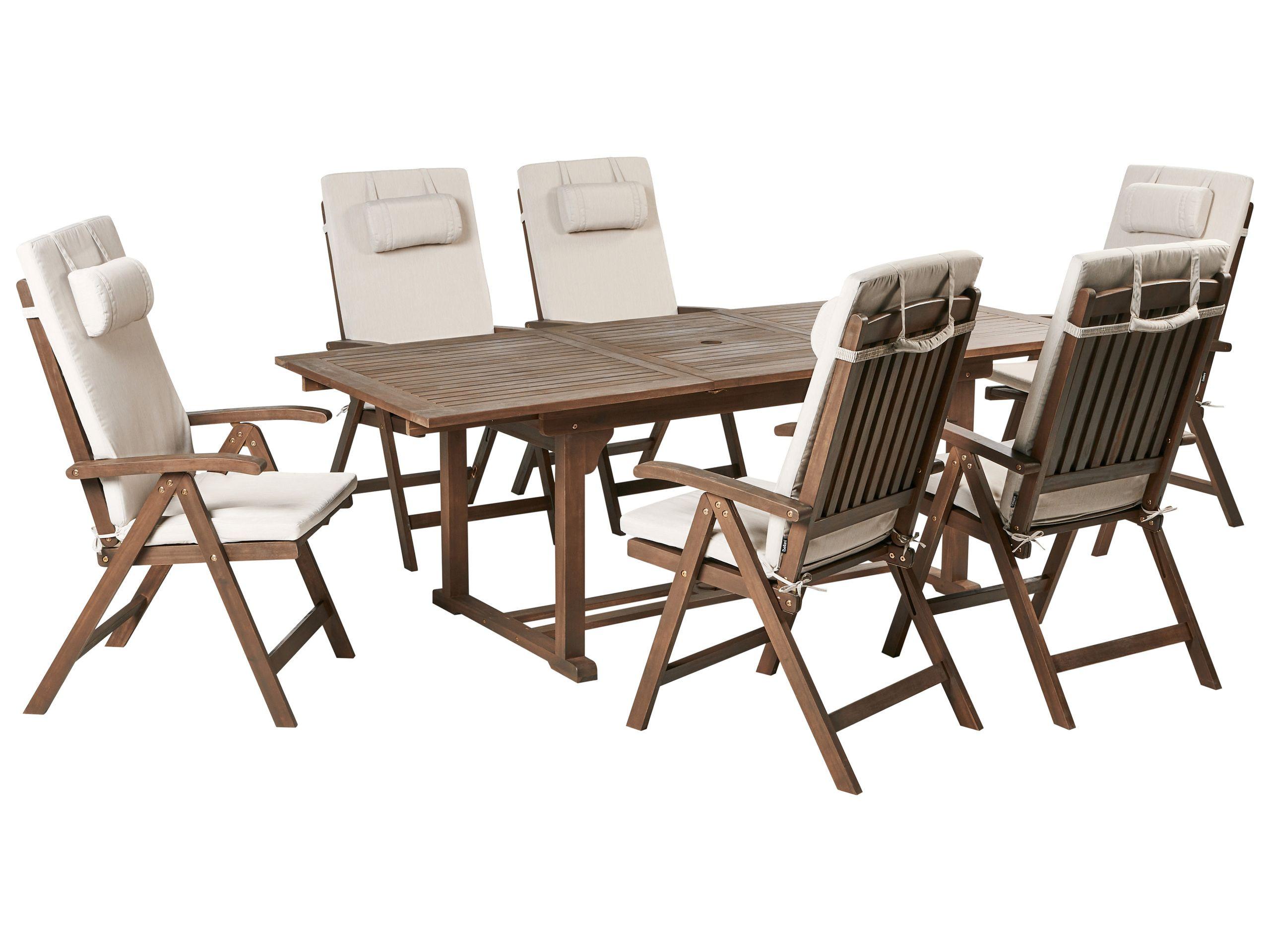 Beliani Gartentisch mit Stühlen aus Akazienholz Klassisch AMANTEA PREMIUM