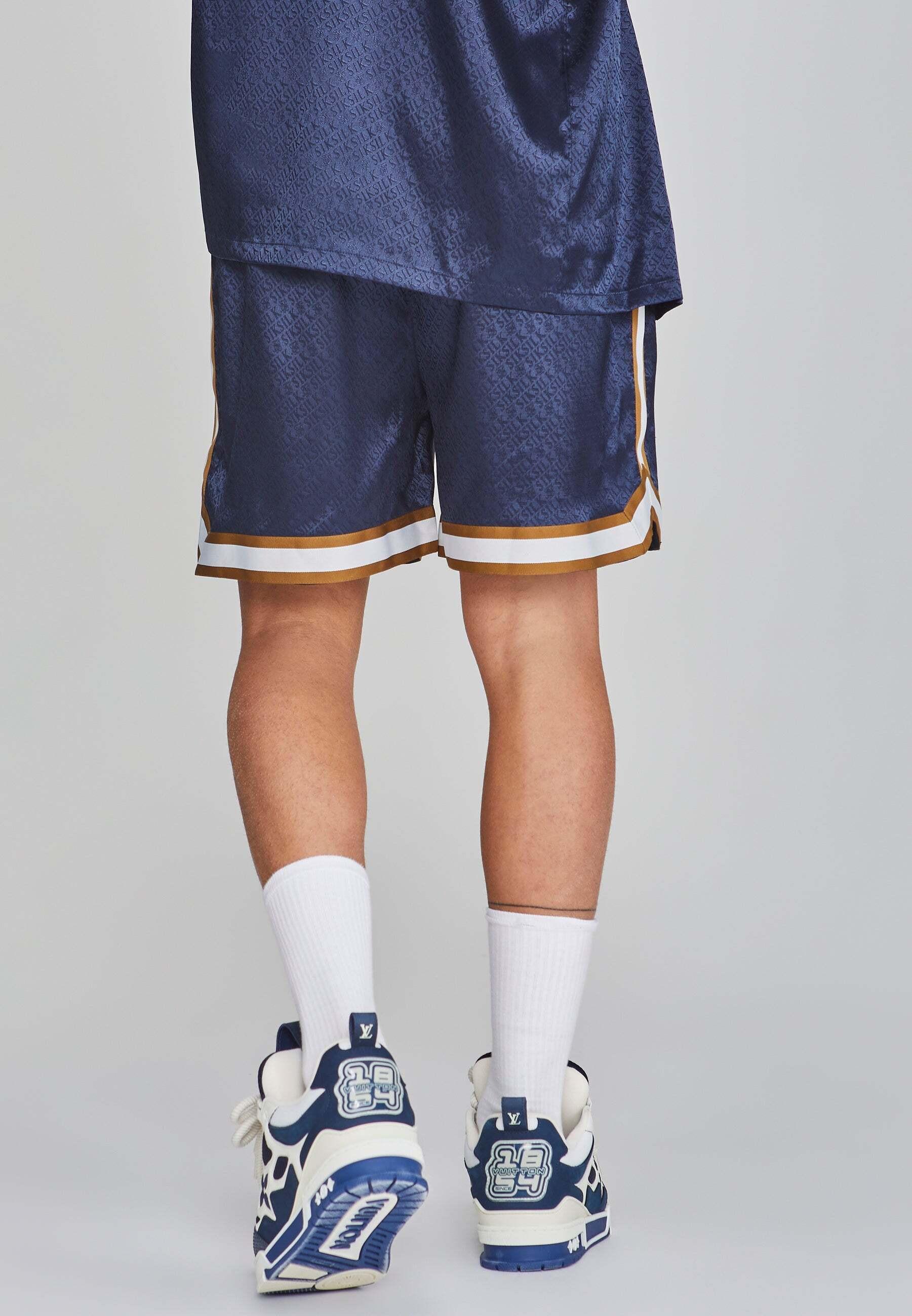 Sik Silk Resort Shorts in Navy mit Allover-Logoprint