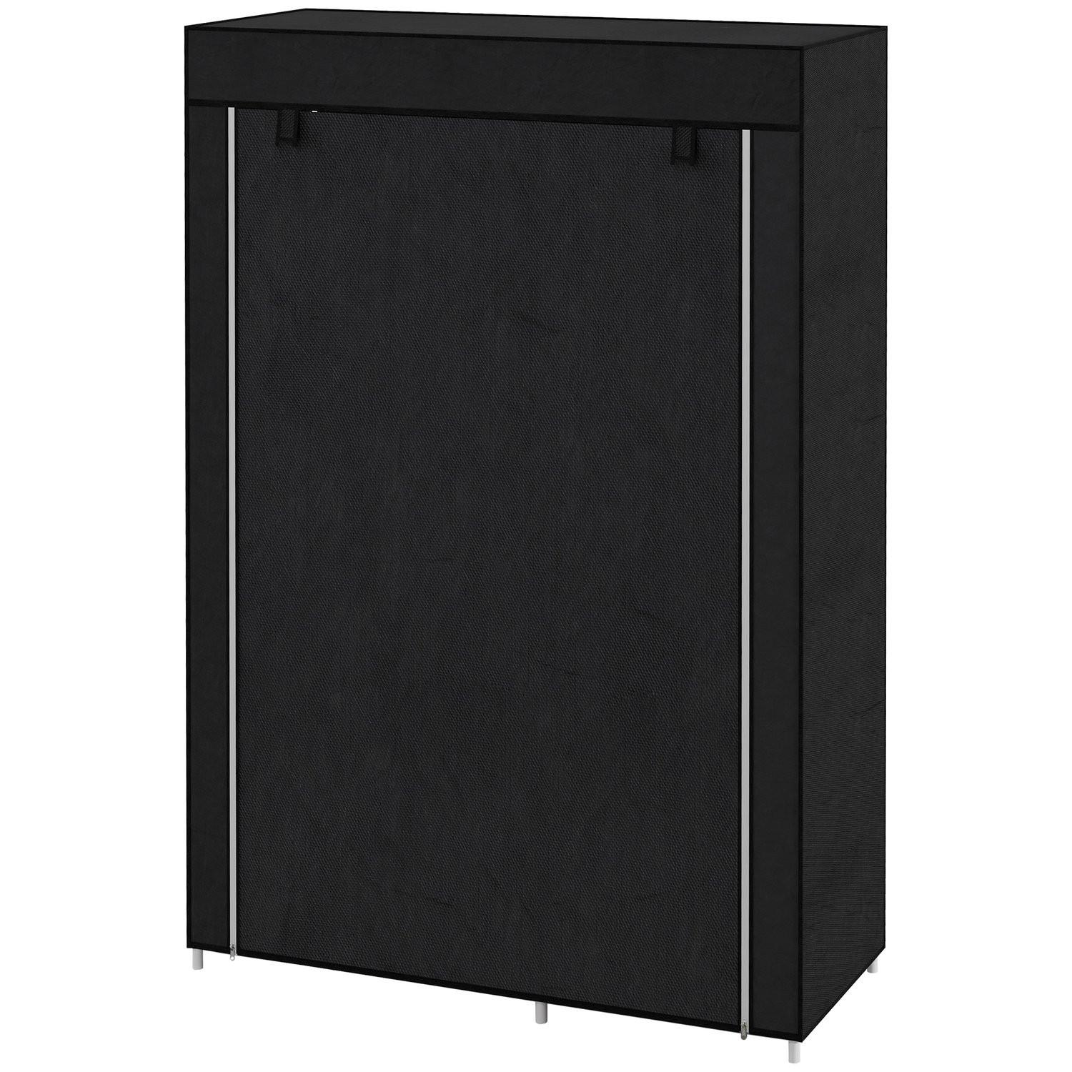 Northio Stoffkleiderschrank 6 Fächer Vliesoptik Faltgarderobe Schwarz 103X43X162,5Cm
