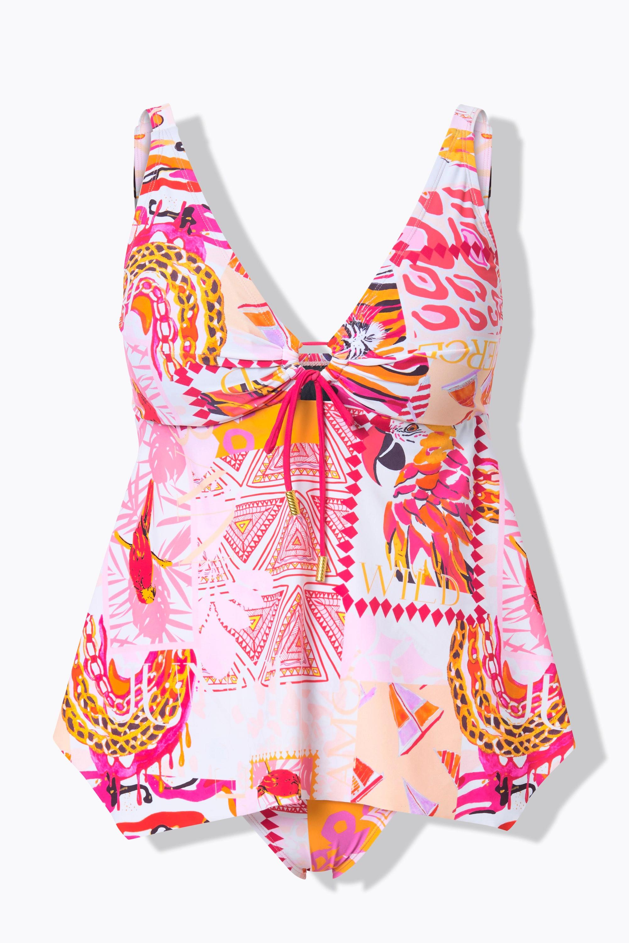 Ulla Popken Tankini, Papageien, Softcups, Träger verstellbar
