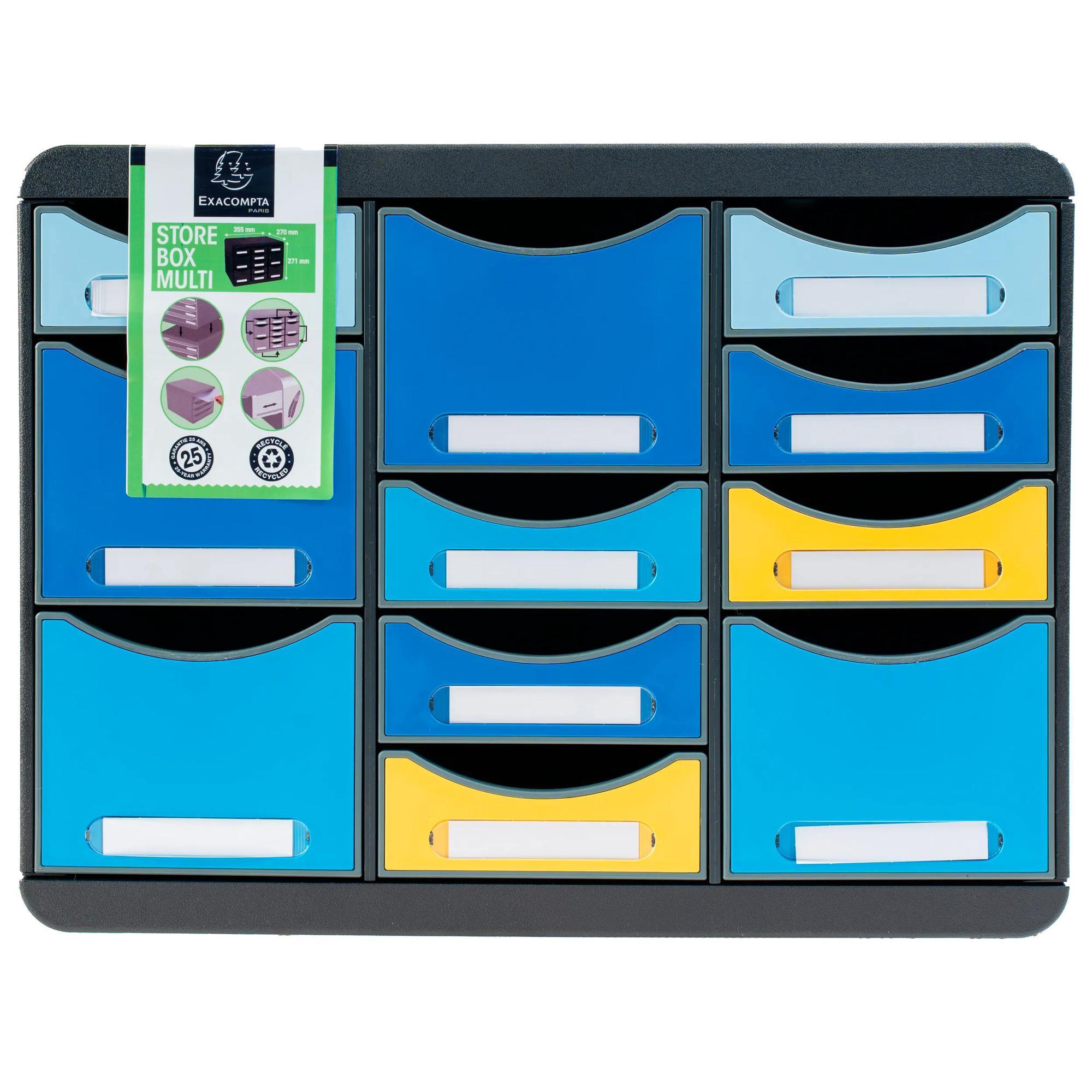 Exacompta Schubladenbox STORE BOX MULTI, 11 offene Schubladen, Bee Blue