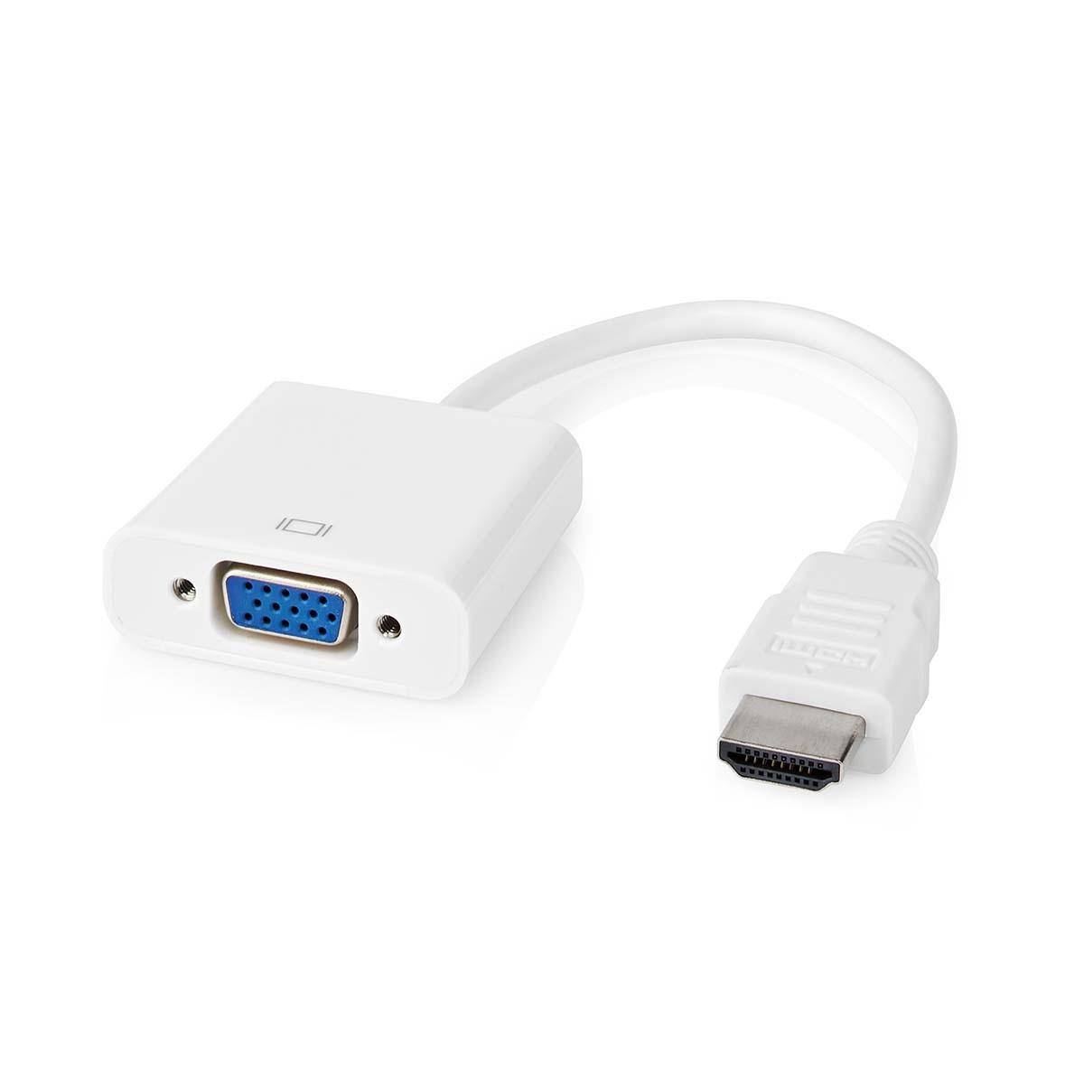 Nedis VGA Adapter | HDMI™ Stecker | VGA Buchse 15p | Vernickelt | Gerade | PVC | Weiß | Box