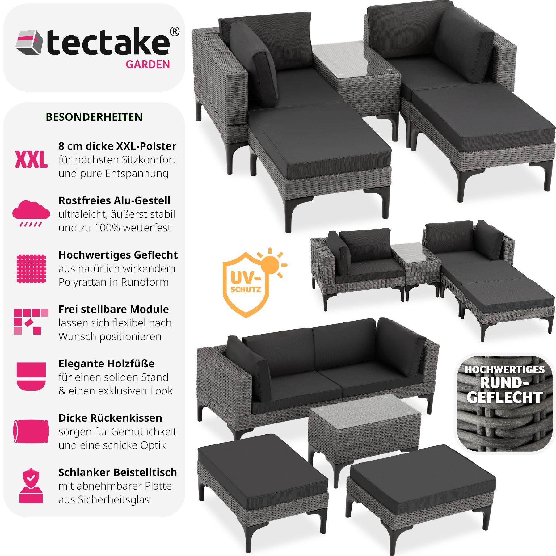 Tectake Rattan Lounge mit Aluminiumgestell Bellaria