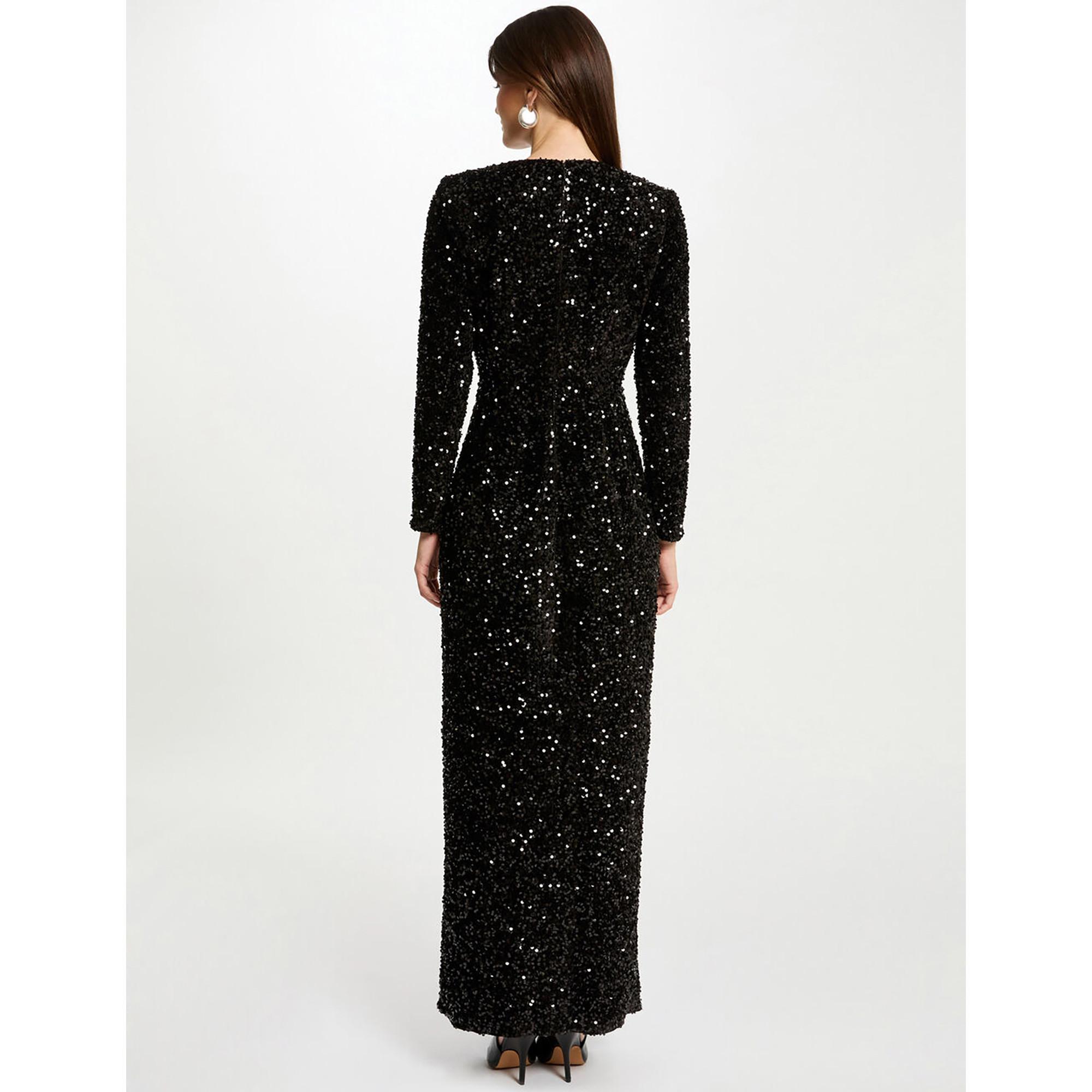 MORGAN Pailletten Langarm Maxikleid