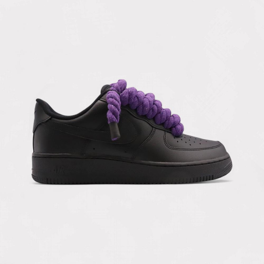 NIKE Air Force 1 Black - Rope Lace Purple
