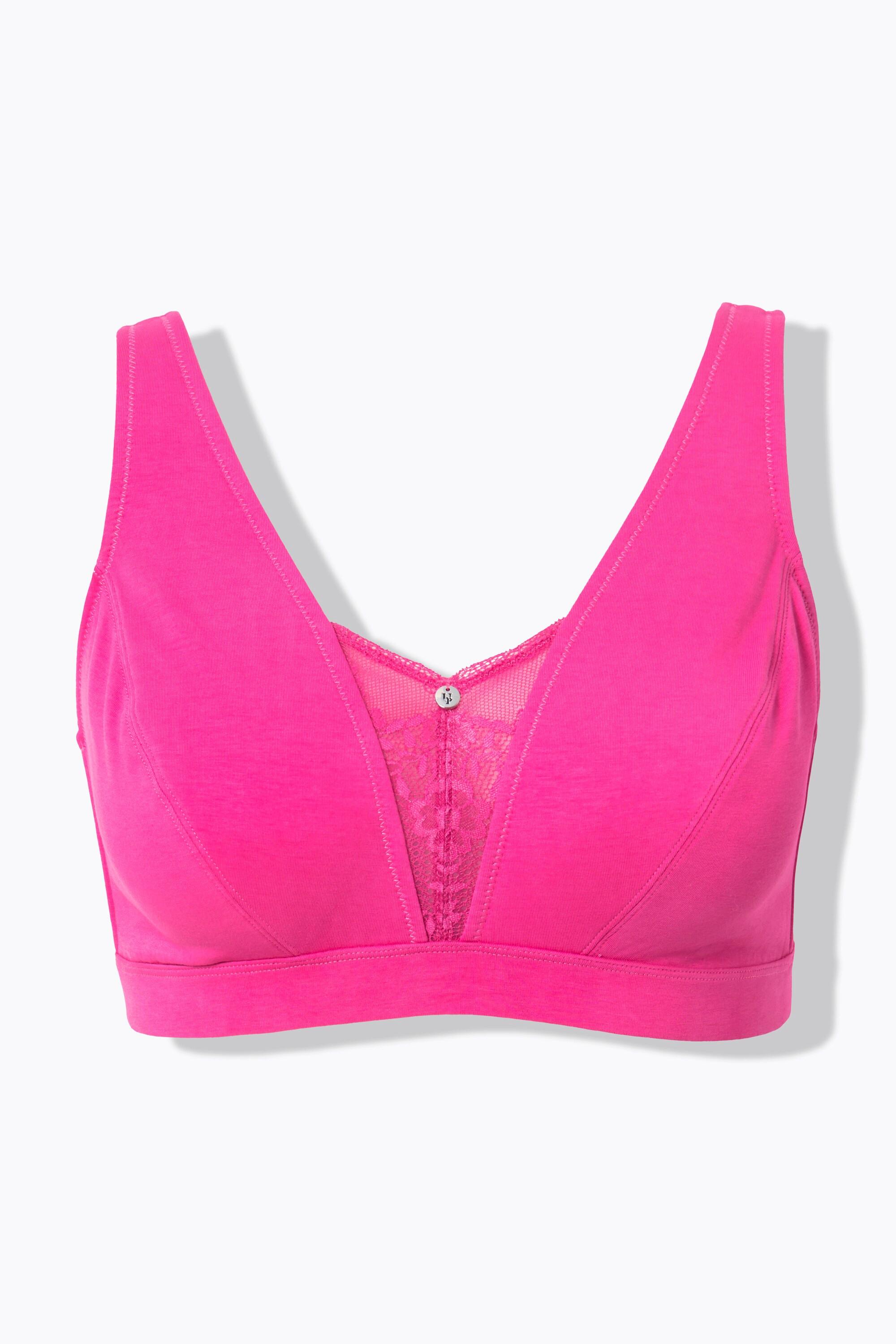 Ulla Popken Bralette, Spitzeneinsatz, ohne Bügel, Cup C - E