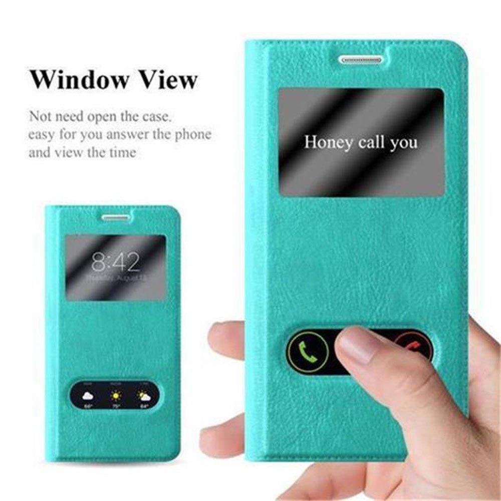 Cadorabo Hülle für Samsung Galaxy A3 2016 Magnetverschluss, 2 Sichtfenstern