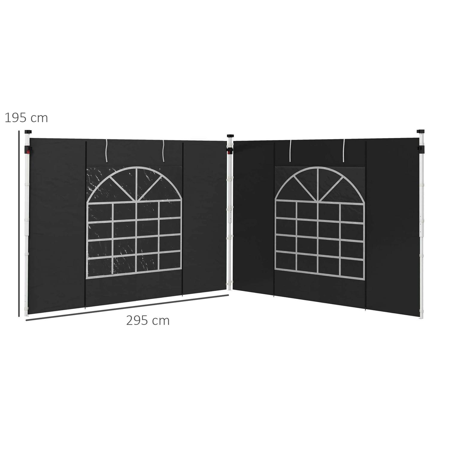 Northio 2er-Set Seitenteile für Pavillon 3x3/3x6 m, Seitenwand mit Fenster und Klettverschluss, wasserdicht Seitenwände aus Oxfordstoff, als Windschutz und Sichtschutz für Partyzelt, Schwarz
