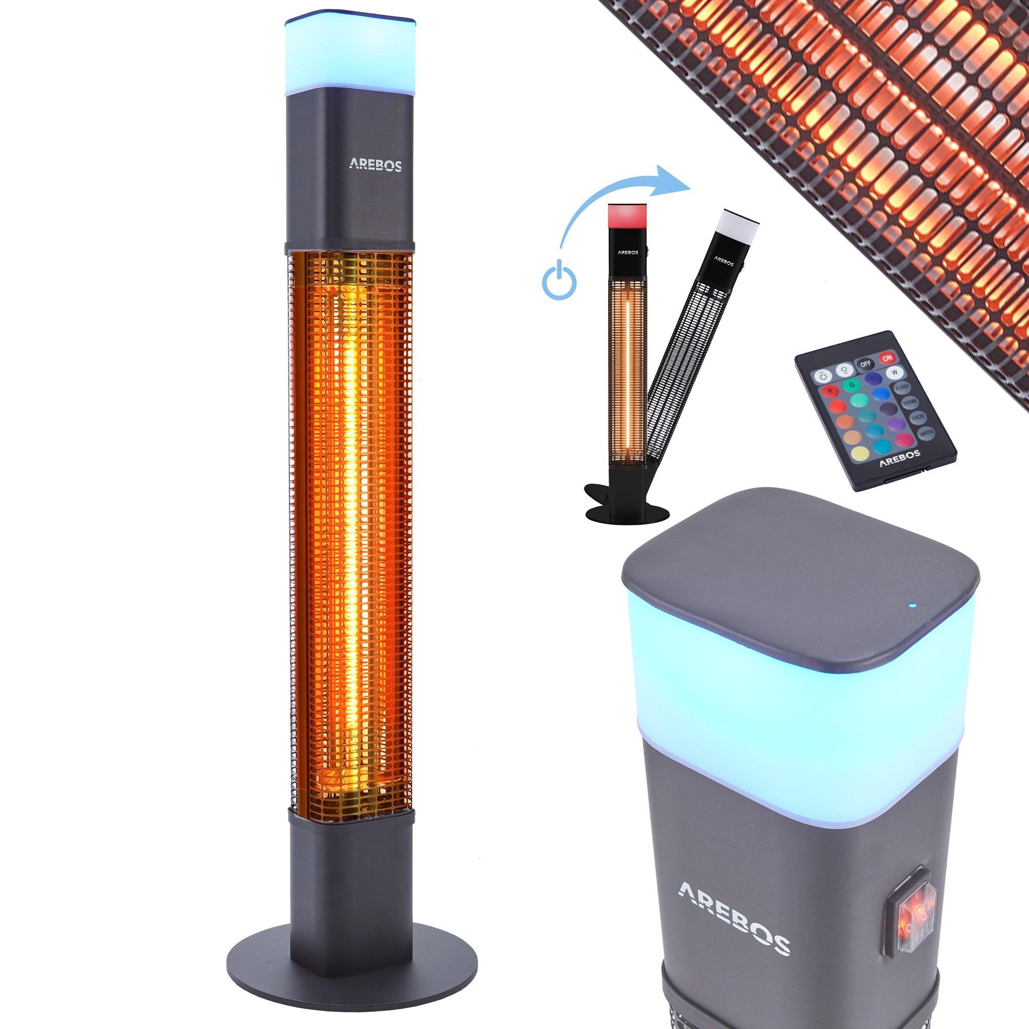 Arebos 1500 Watt Stand Heizstrahler | inkl.16 Farben LED-Licht mit Fernbedienung