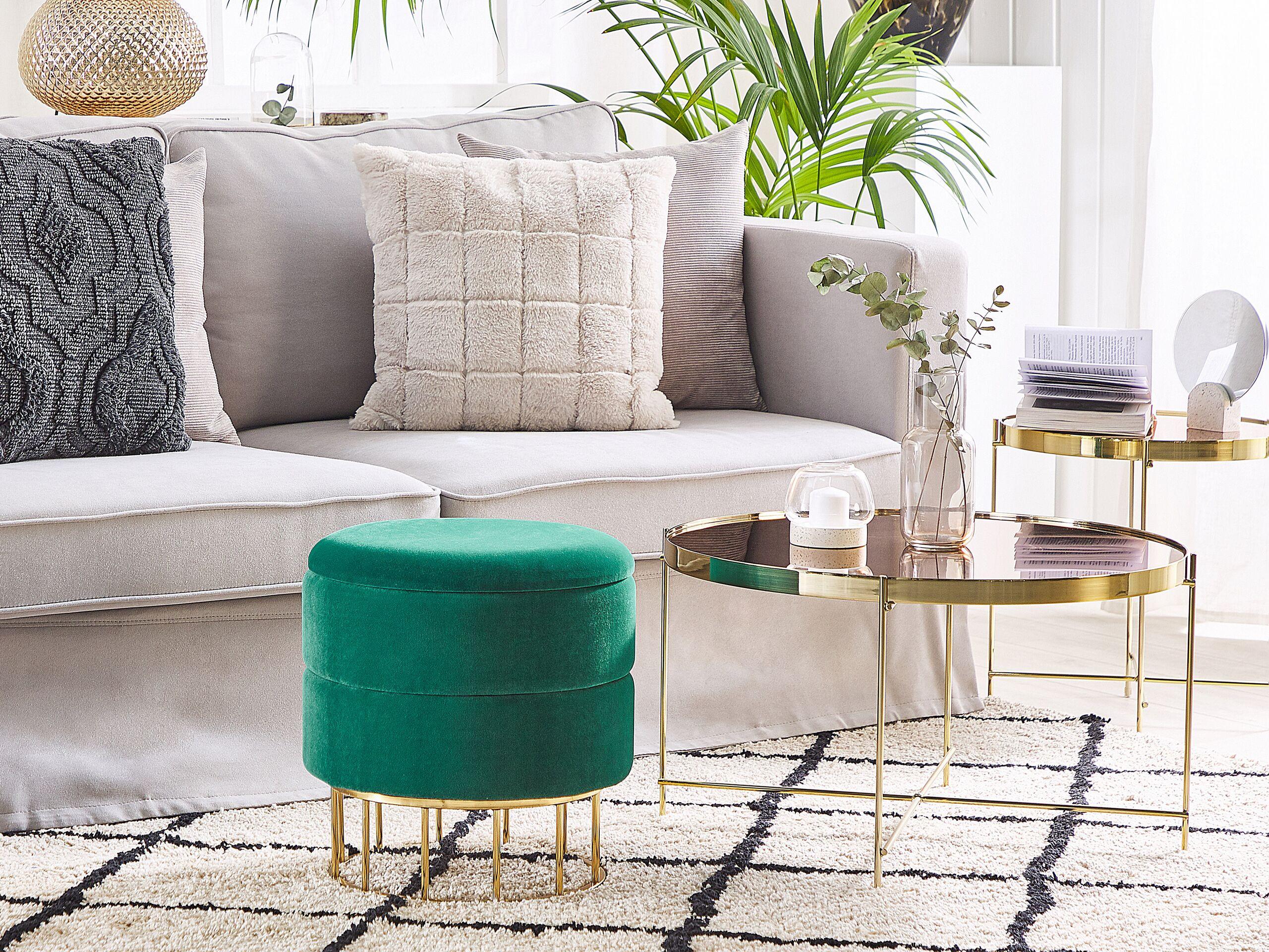 Beliani Pouf mit Stauraum aus Samtstoff Glamourös ELGIN