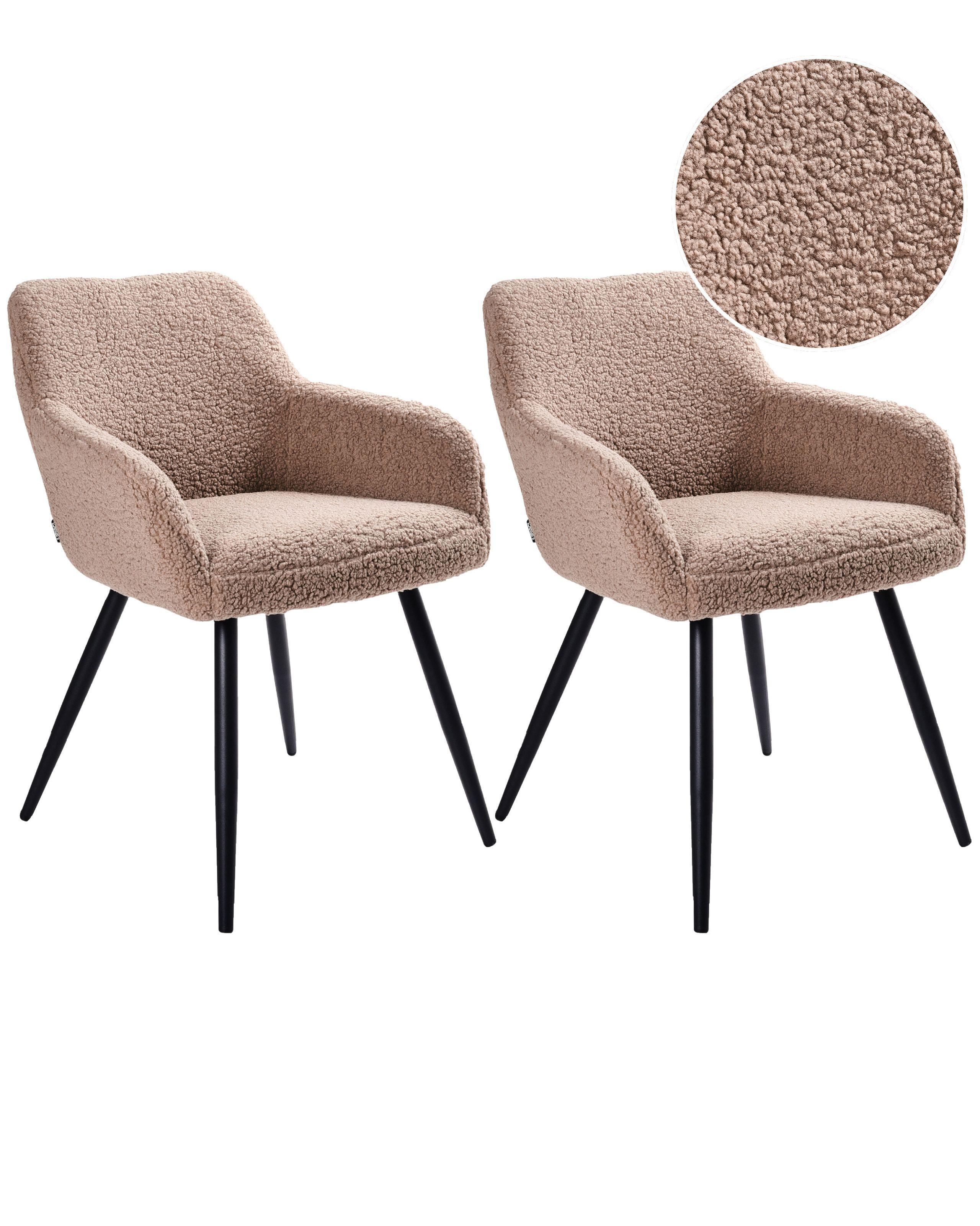 Beliani Esszimmerstuhl 2er Set aus Bouclé Modern CASMALIA