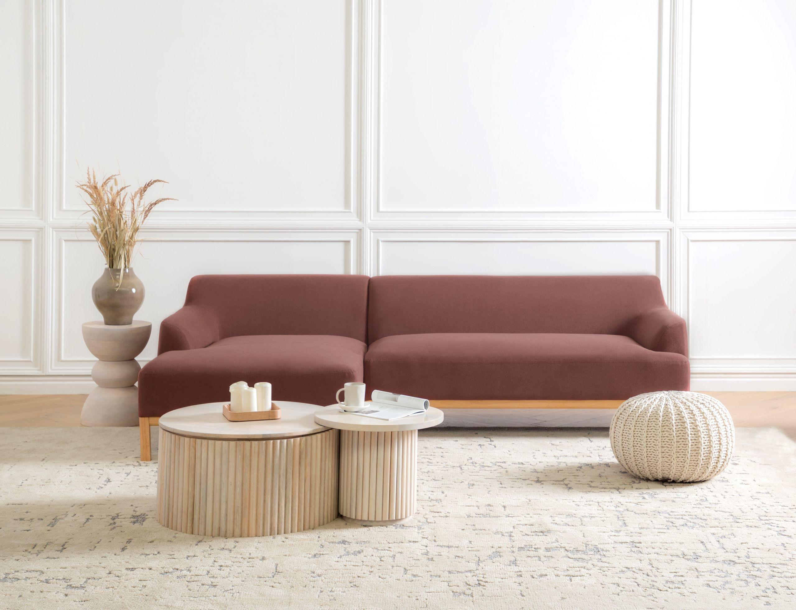 Beliani Rechtsseitiges Ecksofa aus Polyester Skandinavisch SOSJO