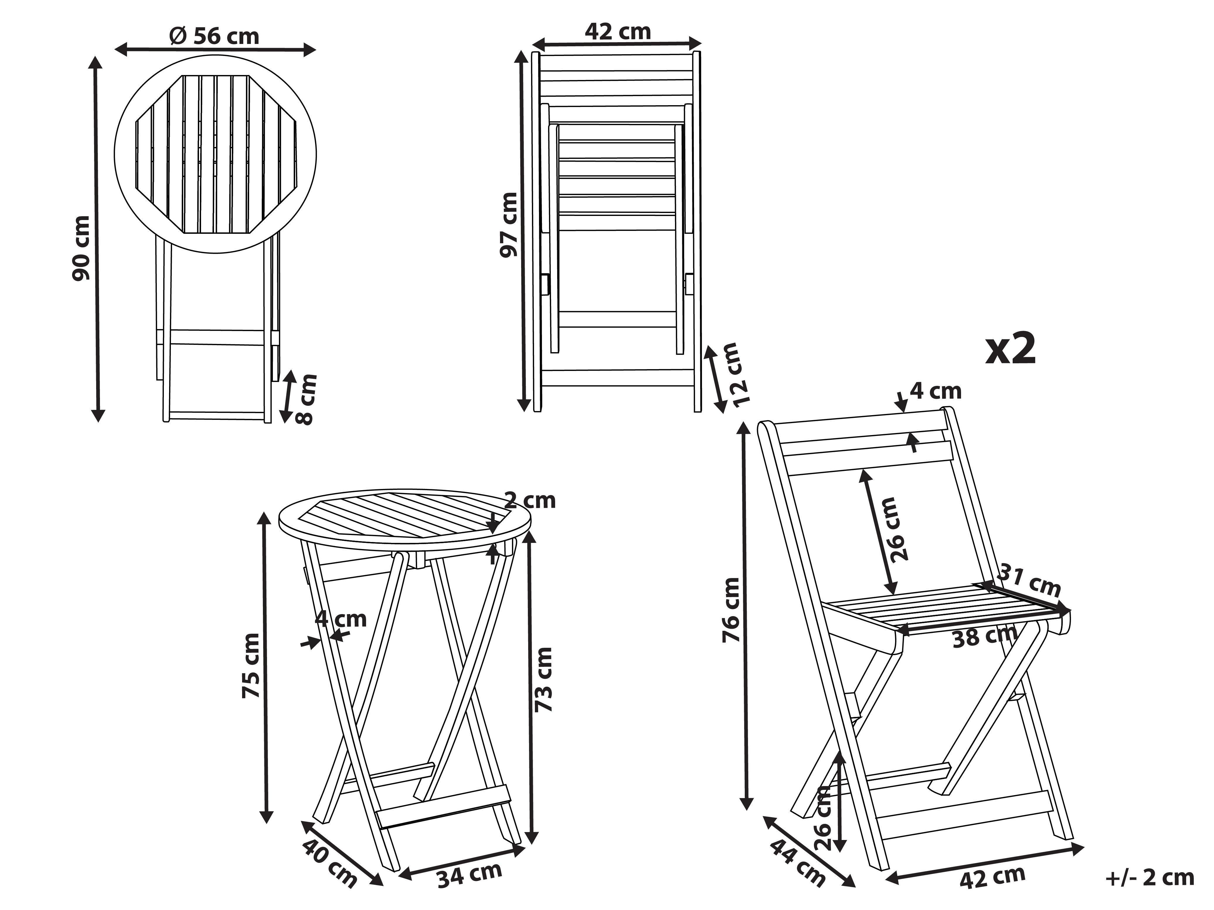 Beliani Bistro Set aus Akazienholz Rustikal SACILE