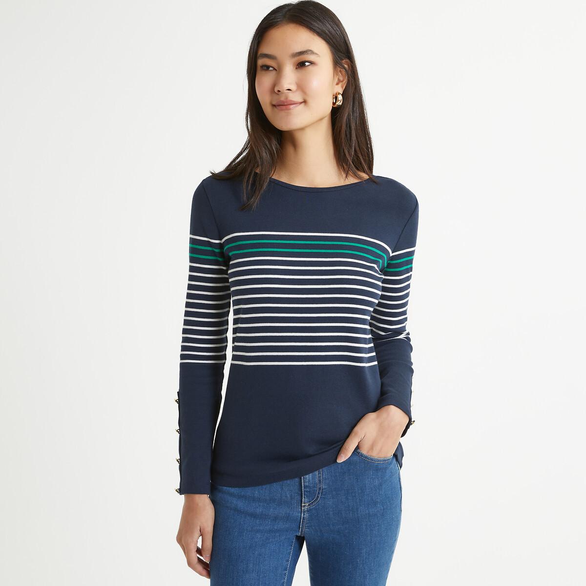 La Redoute Collections Gestreiftes Rundhals Langarmshirt