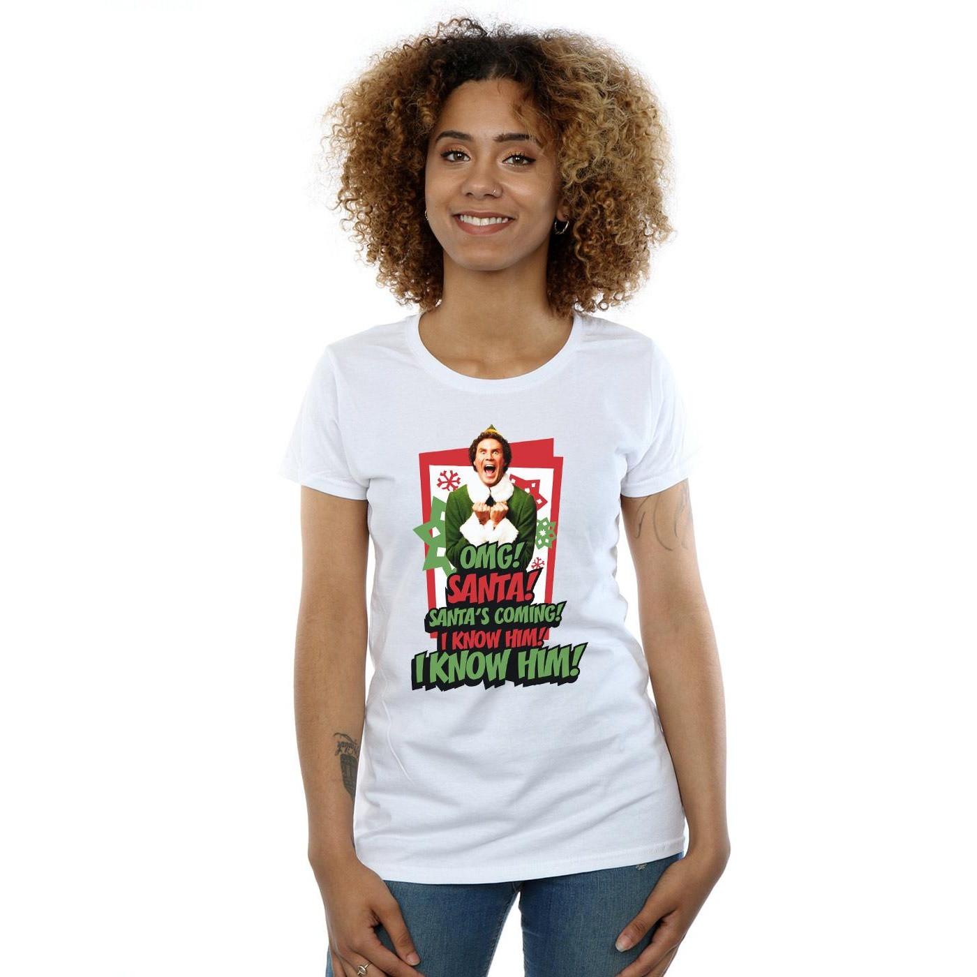 Elf OMG Santa Grafik Print T-Shirt