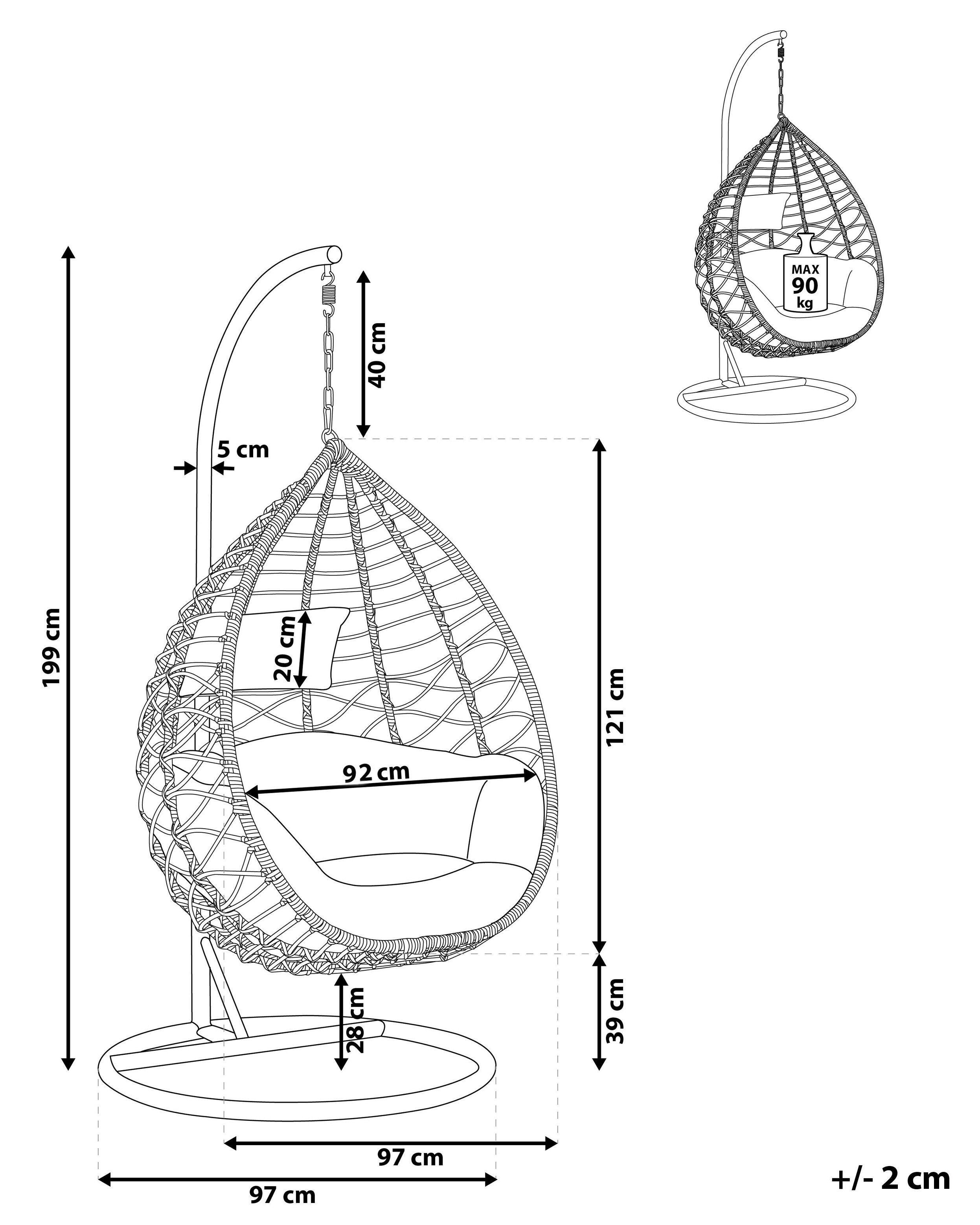 Beliani Hängesessel mit Gestell aus PE Rattan Retro ARSITA