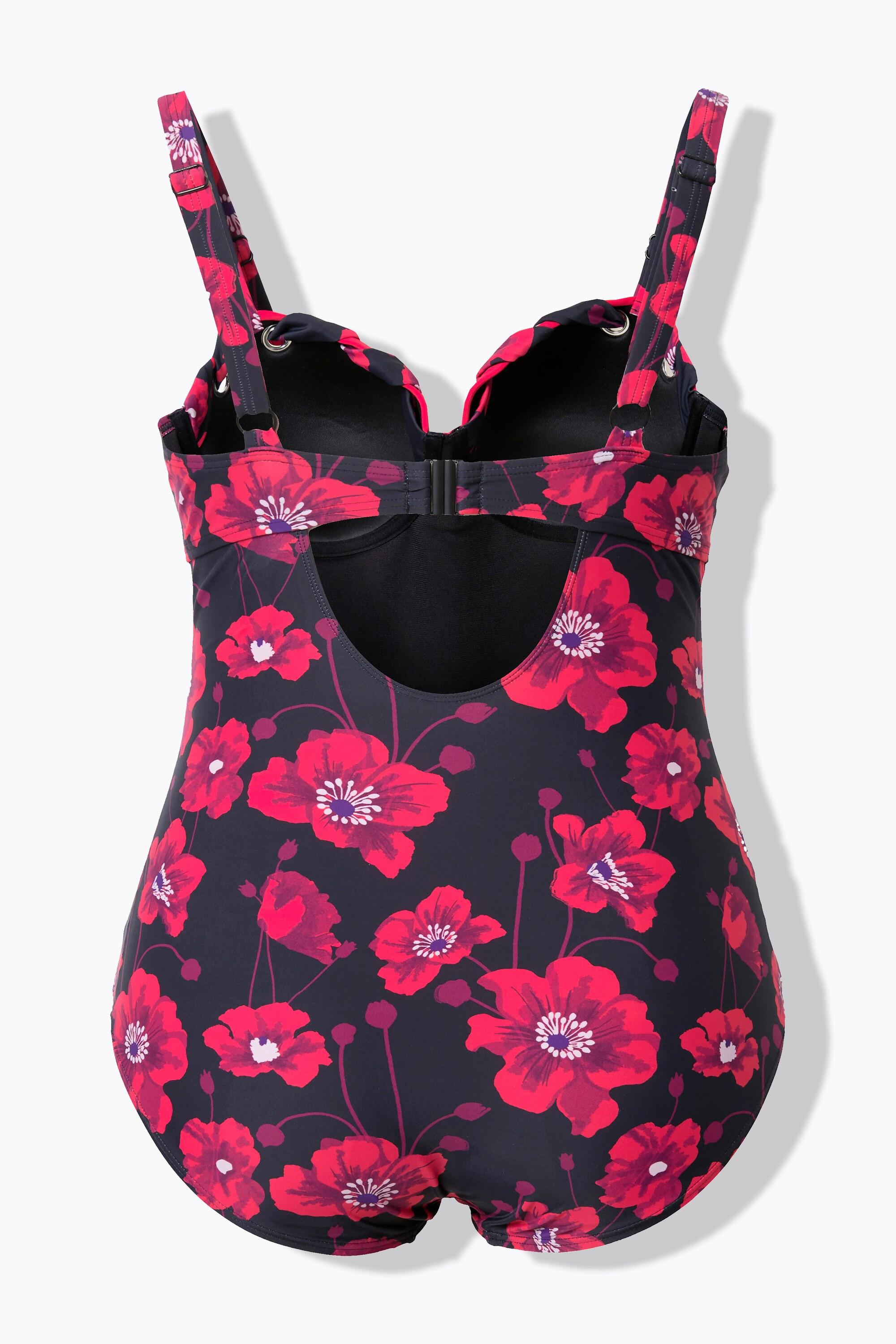 Ulla Popken Badeanzug, Blüten, Cups, recycelt