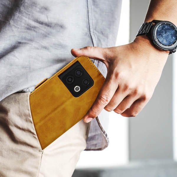 Avizar OnePlus 10 Pro Klapphülle Gelbbraun