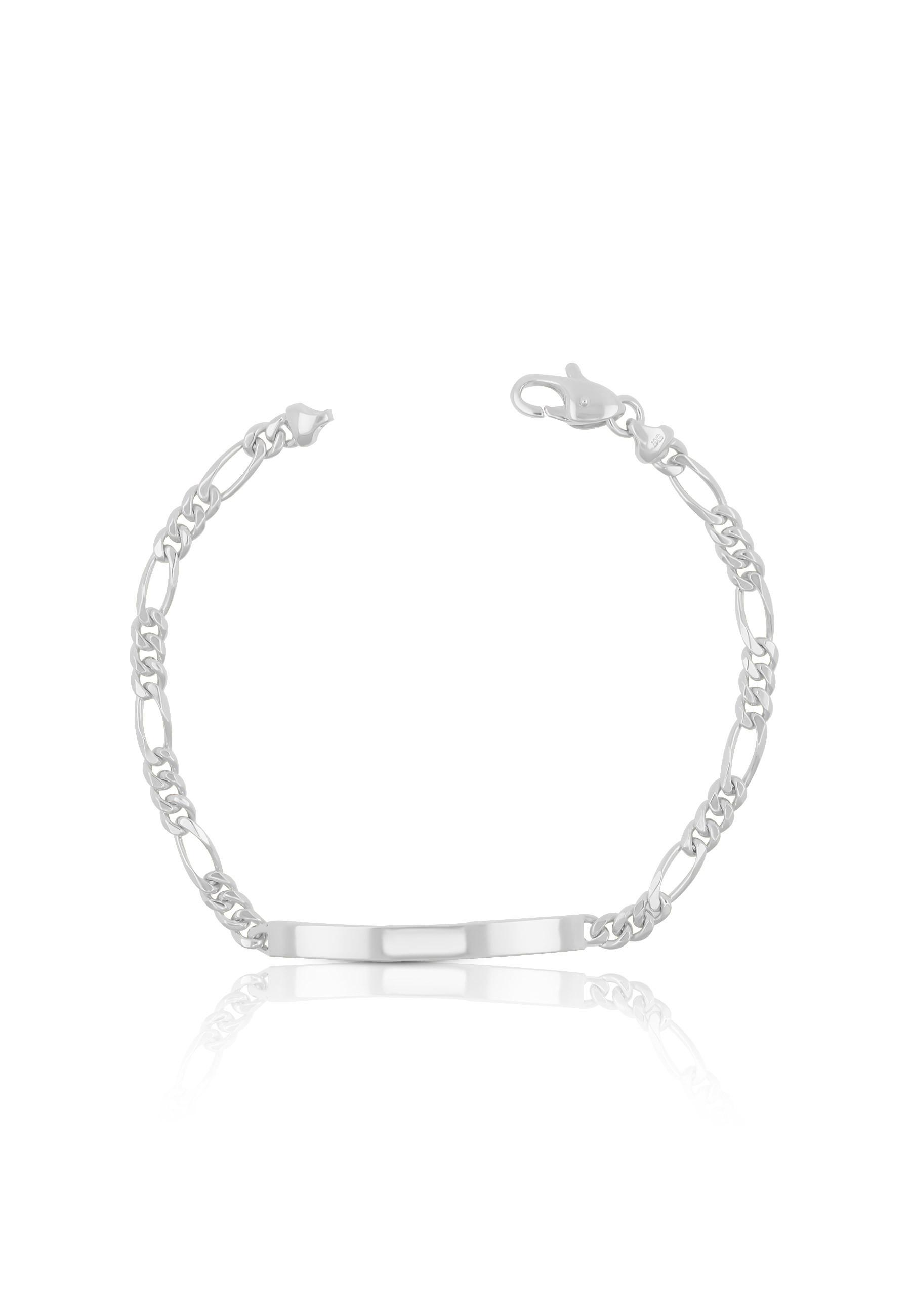 MUAU Schmuck ID-Bracelet Figaro Weissgold 750, 19cm, 4mm