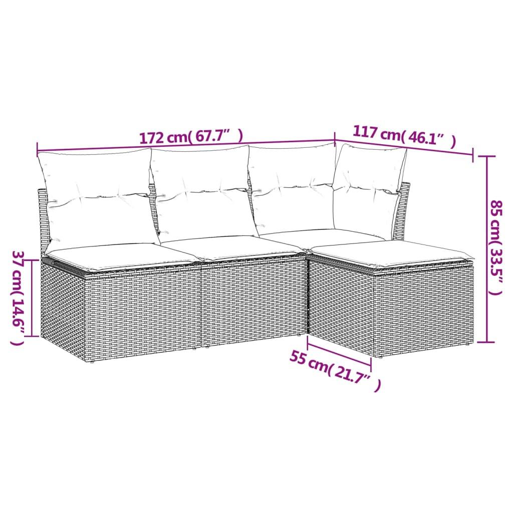 VidaXL Garten sofagarnitur poly-rattan