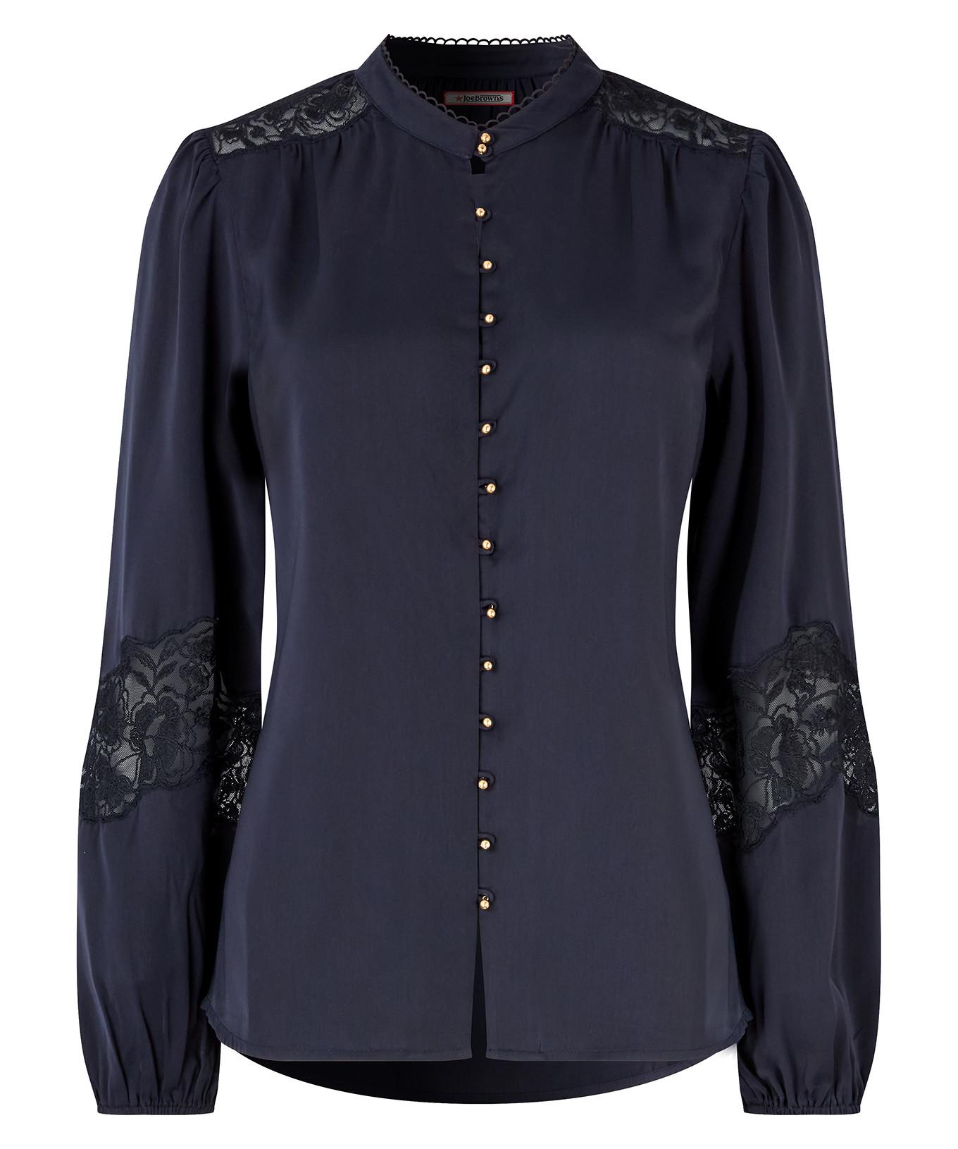 Joe Browns Marineblaue Satinbluse