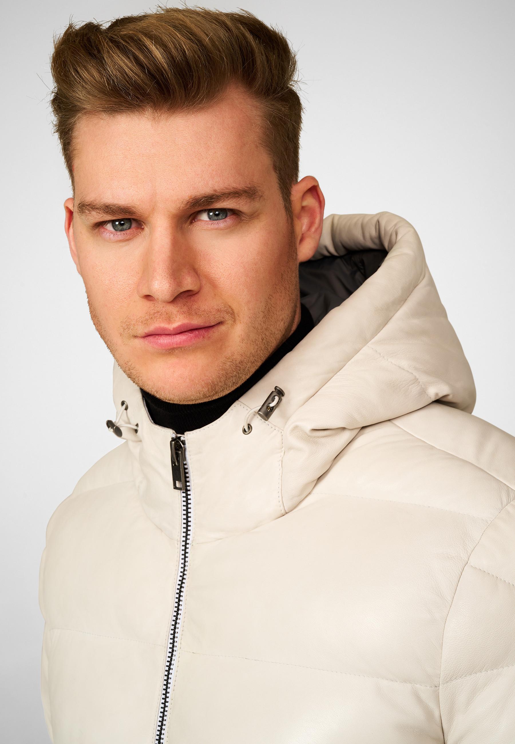 RICANO Lederjacke Sean, Steppjacke mit Kapuze