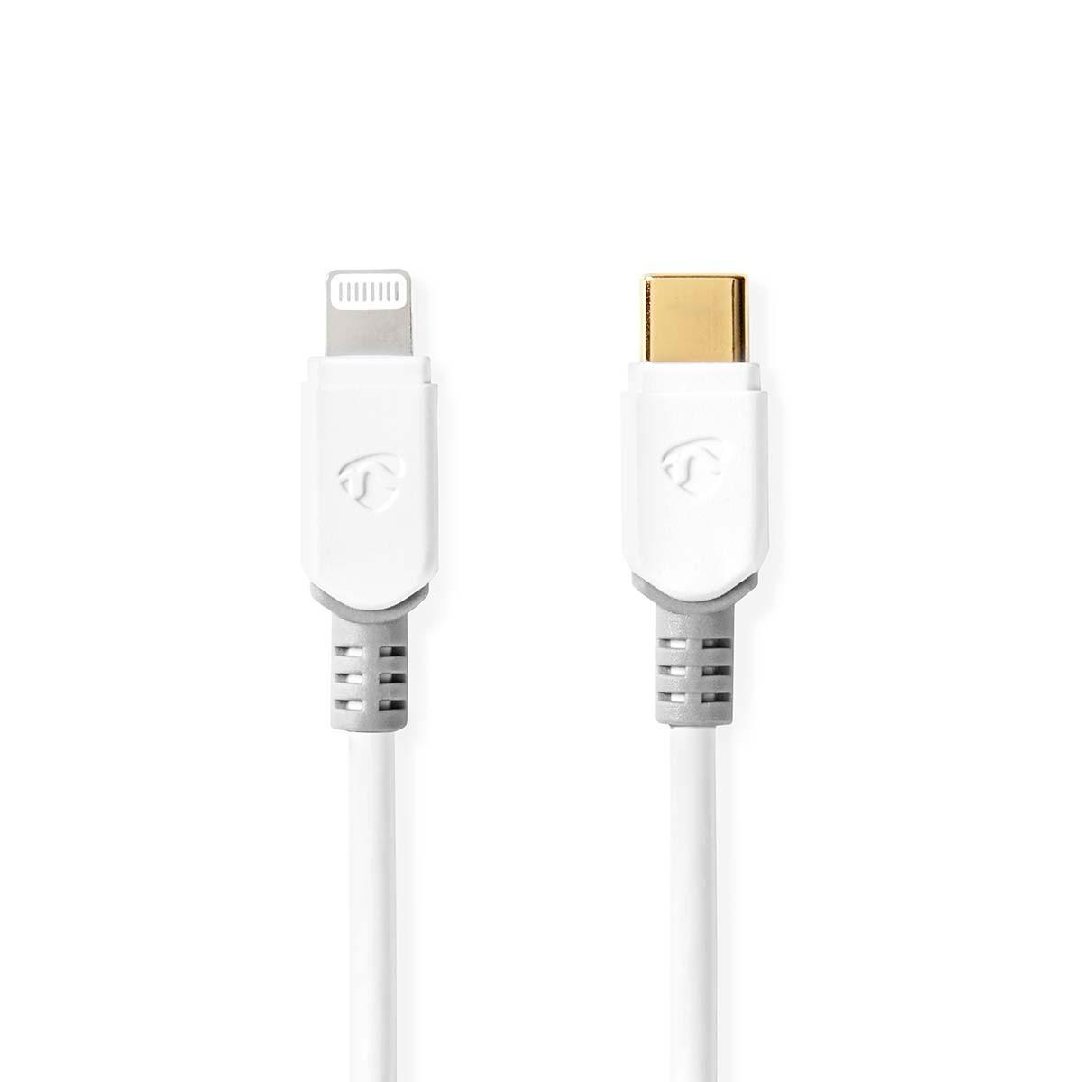 Nedis Lightning Kabel | USB 2.0 | Apple Lightning, 8-polig | USB-C™ Stecker | 480 Mbps | Vergoldet | 1,00 m | Rund | PVC | Weiß | Box