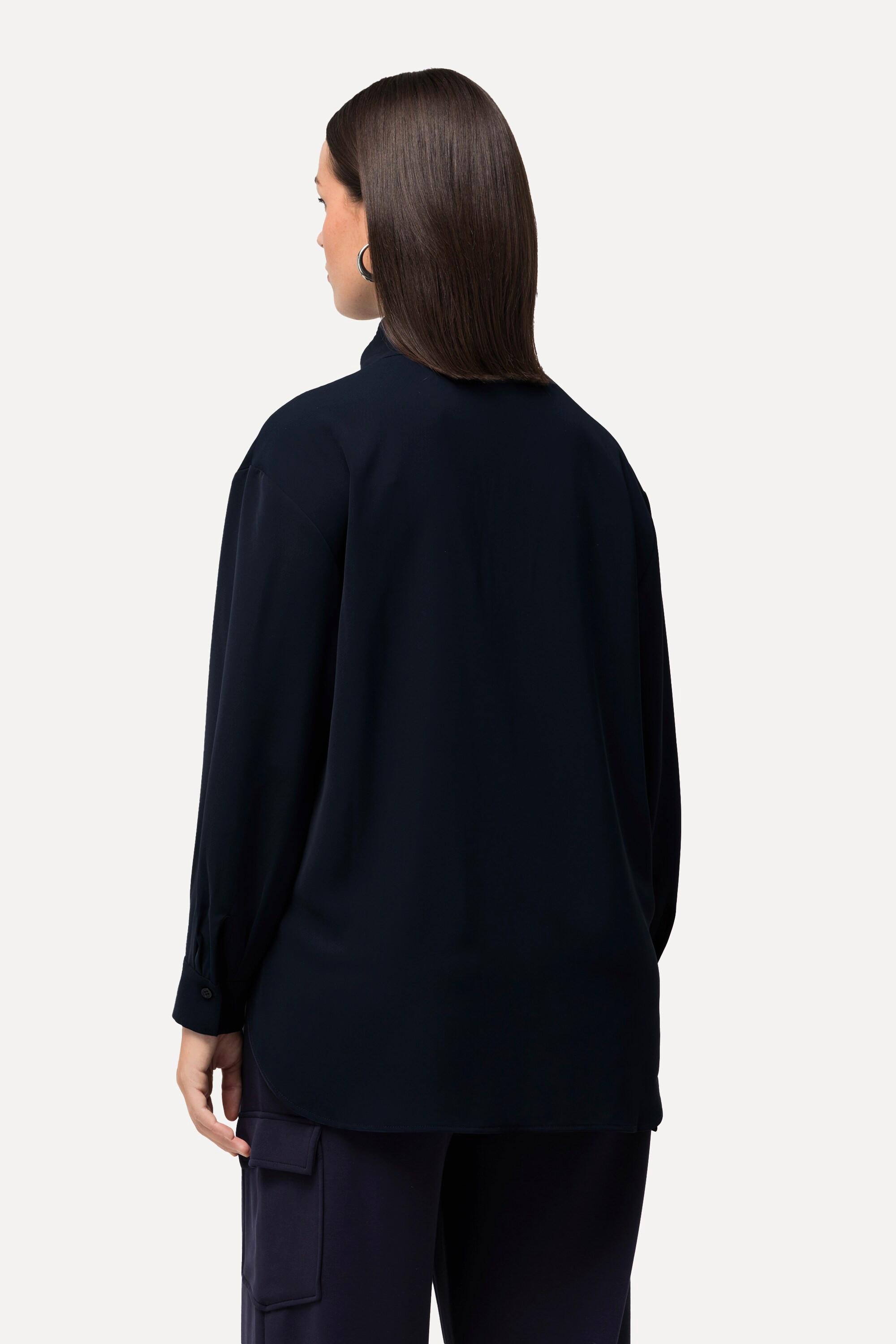 Ulla Popken Oversized Langarm Tunika mit Zipper und Stehkragen