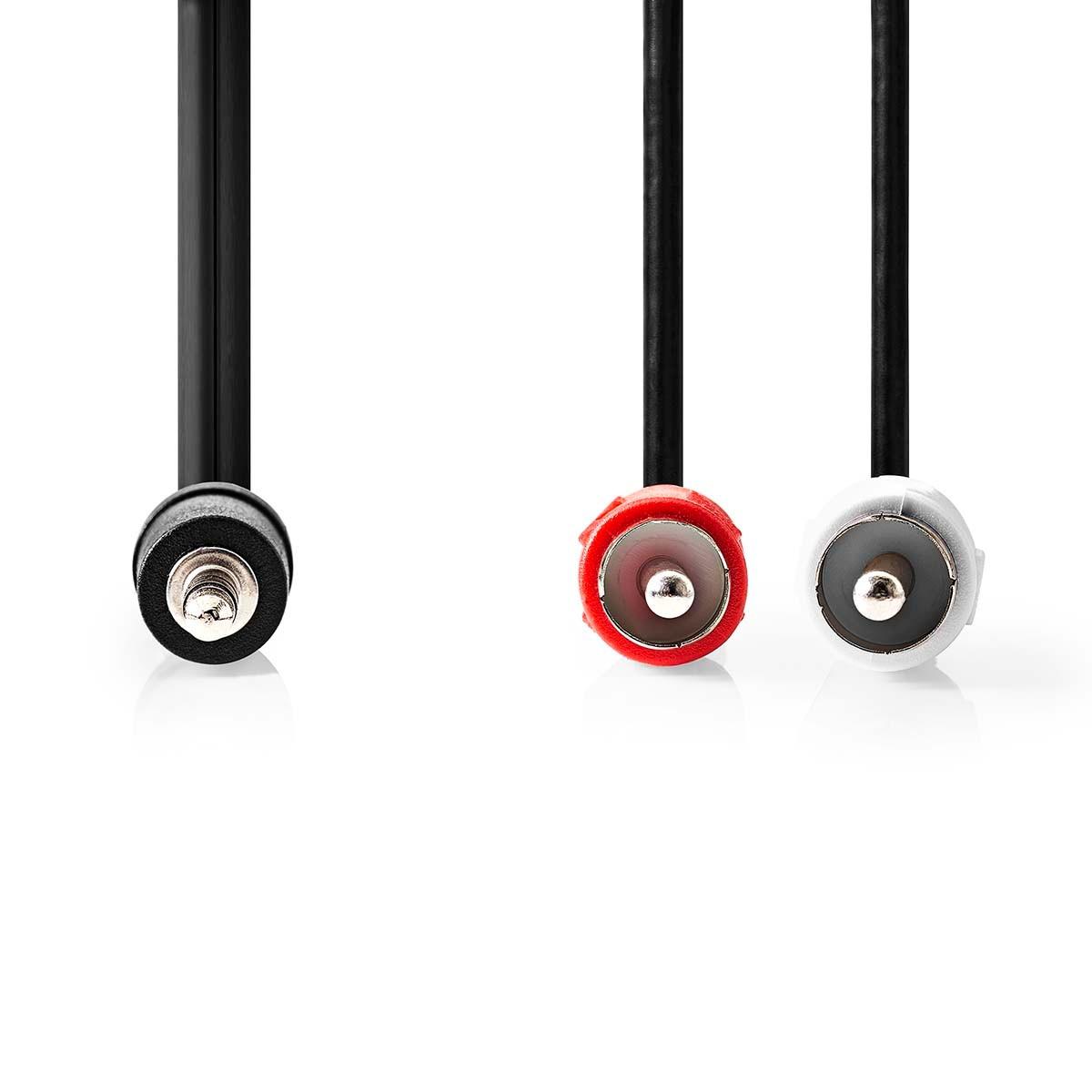Nedis Stereo-Audiokabel | 3,5 mm Hane | 2x RCA Hane | Nickelplaterad | 1,00 m | Rund | Svart | Etikett