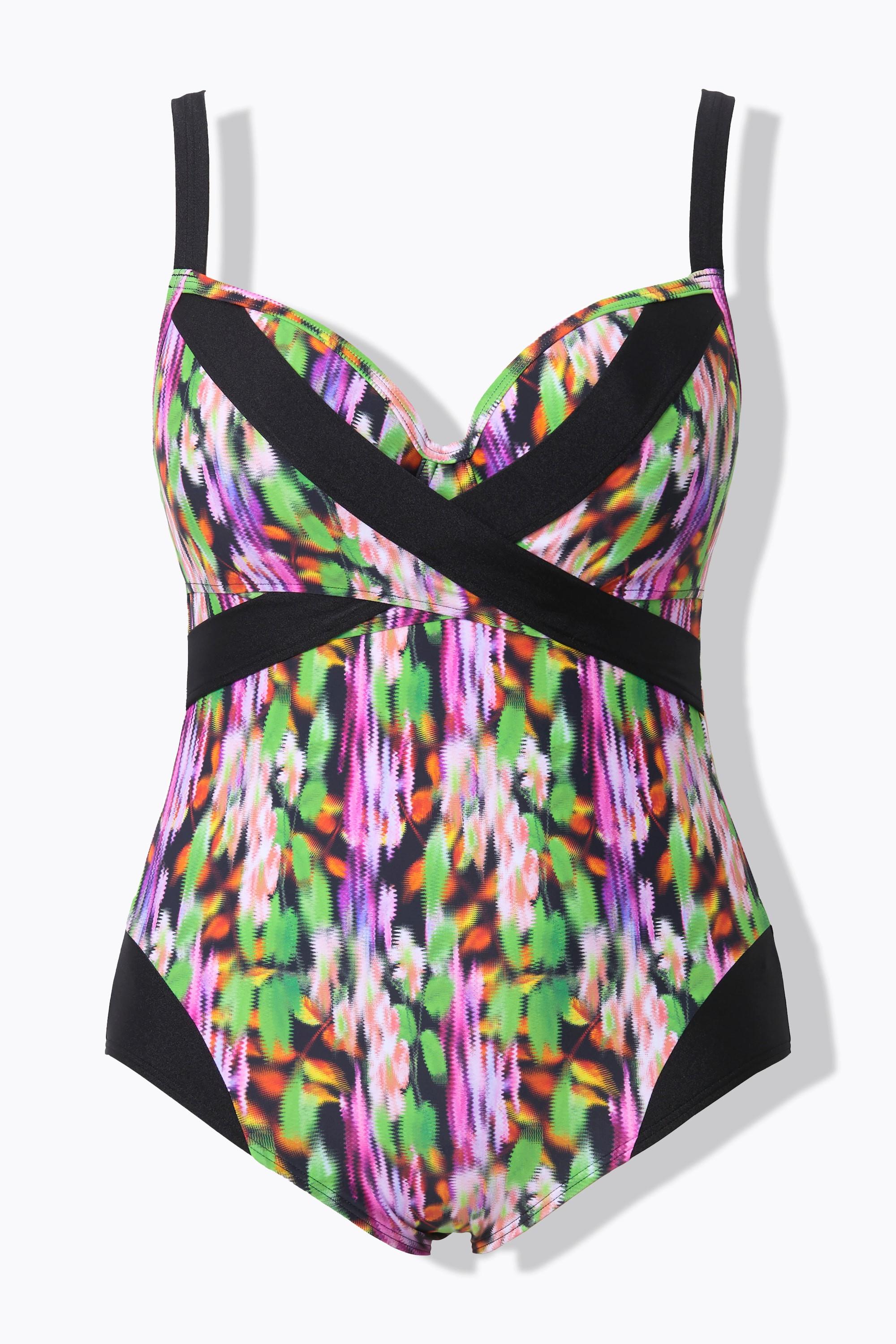 Ulla Popken Badeanzug, Softcups, Wickeloptik, recycelt