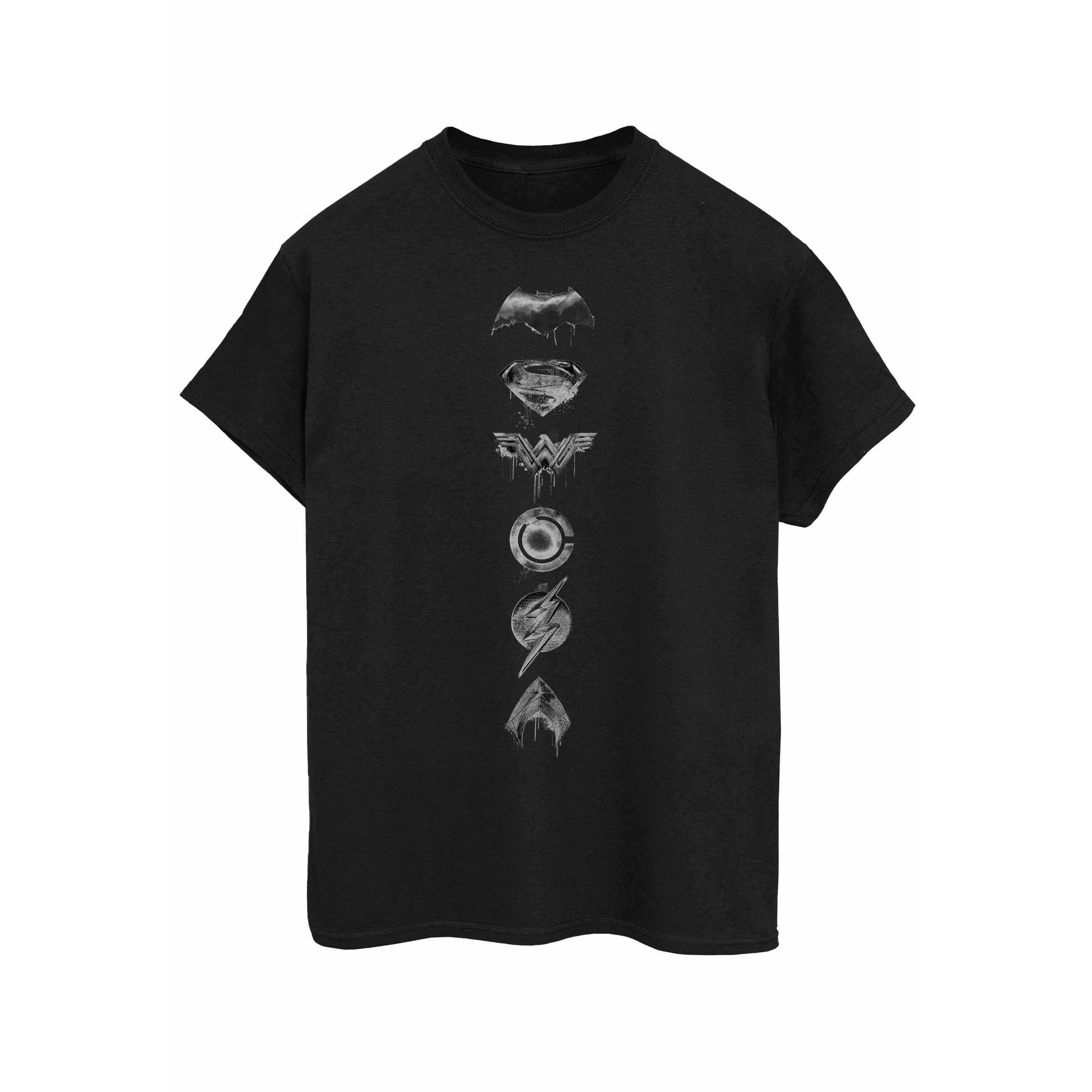 Justice League Justice League Distressed Logo Stack T-Shirt