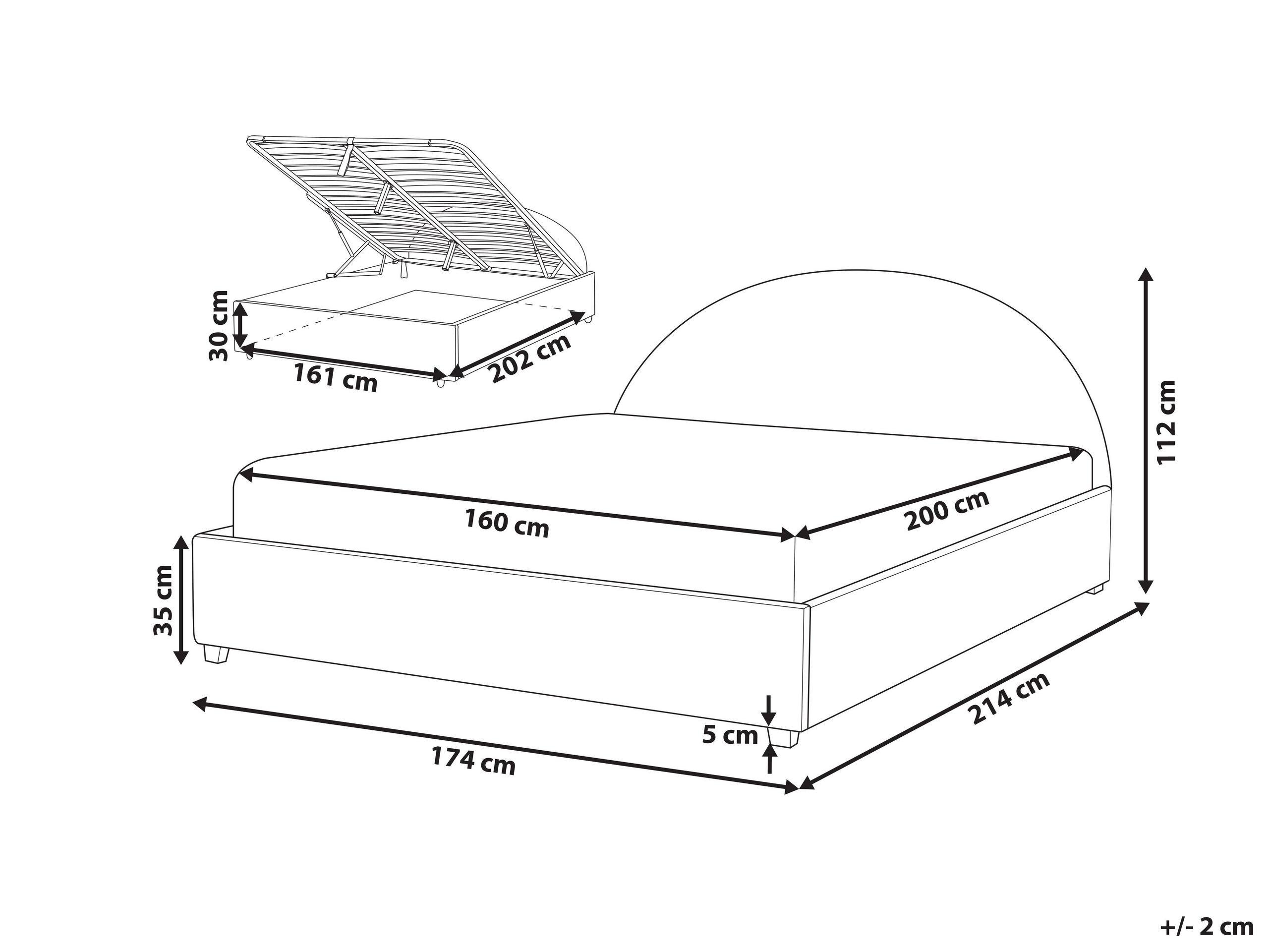 Beliani Bett mit Bettkasten aus Polyester Retro VAUCLUSE