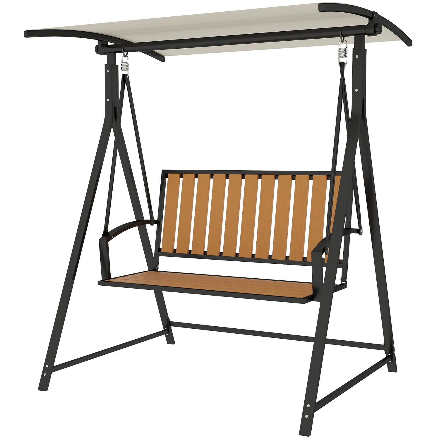 Northio Hollywoodschaukel mit verstellbarem Sonnendach, 2-Sitzer Gartenschaukel, wetterfest Schaukelbank belastbar bis 240kg, Gartenliege für Garten, Terrasse, 142 x 112 x 162cm, Schwarz Aosom