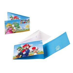 amscan 8 Einladungskarten & Kuverts Super Mario