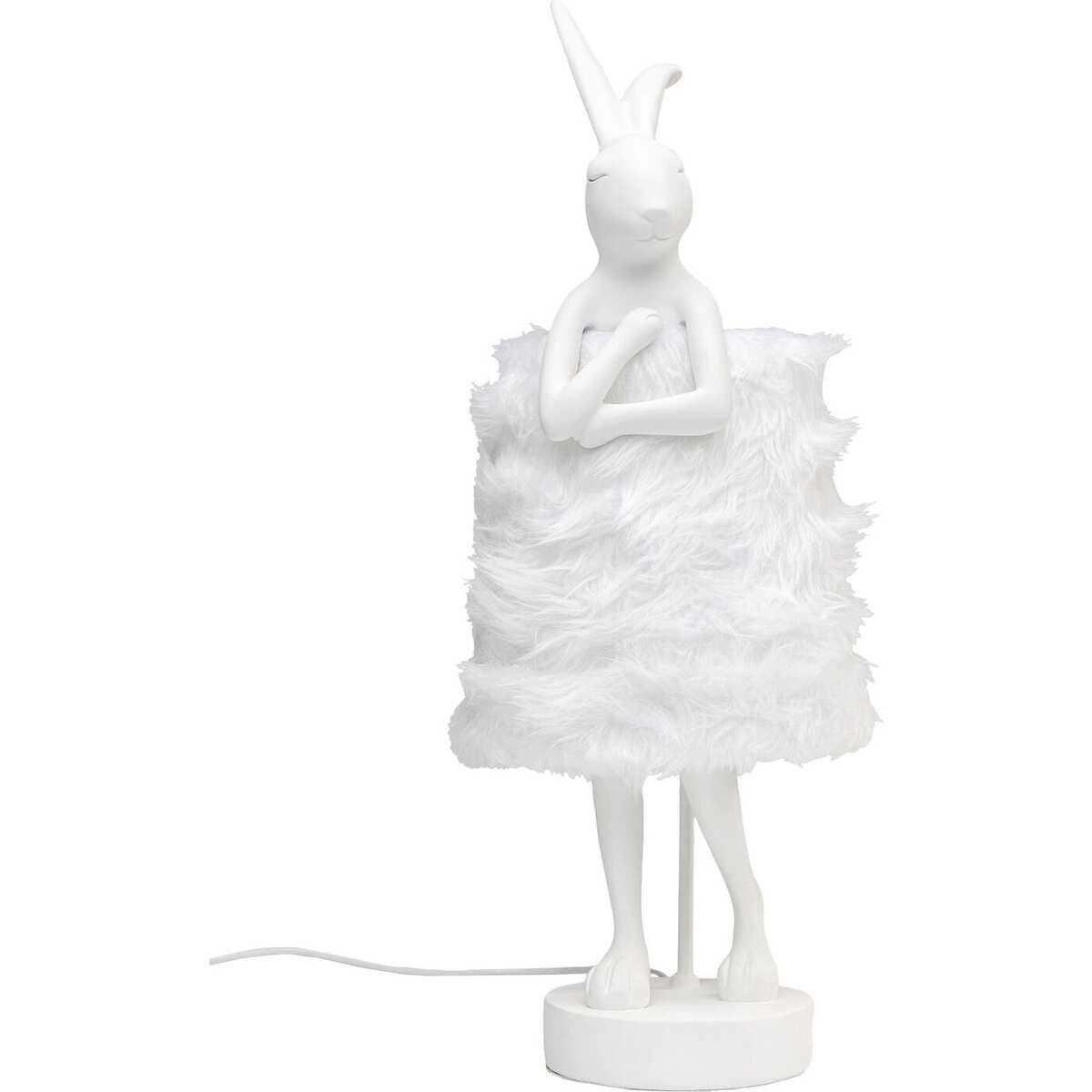 KARE Design Tischleuchte Animal Rabbit Fur weiss silber 68