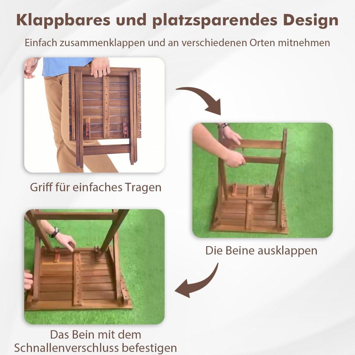 Northix Beistelltisch Akazienholz Gartentisch klein Balkontisch X-Form 46 x 46 x 45 cm