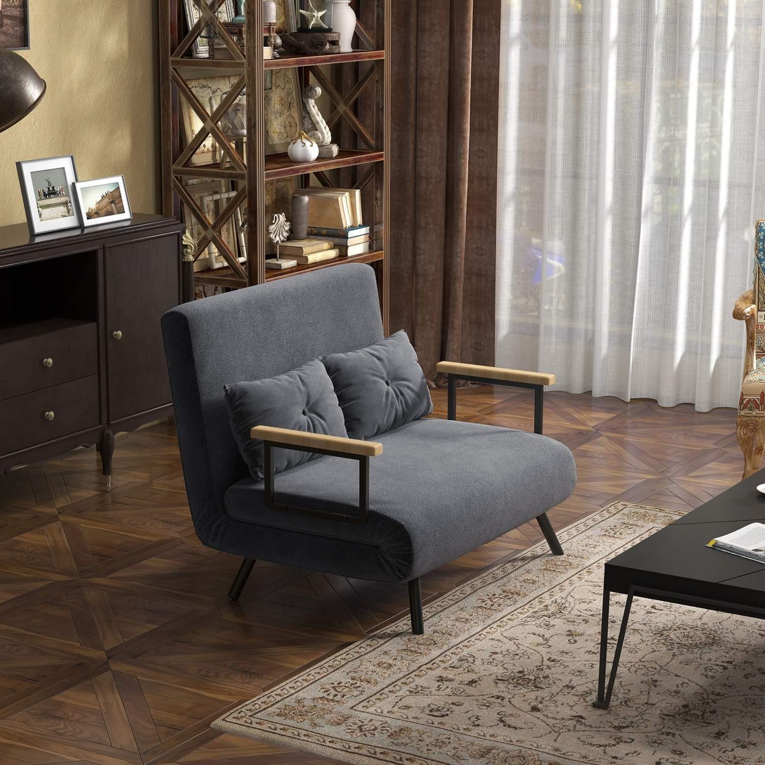 Northio Schlafsofa Mit Bettkasten Couch Mit Schlaffunktion Schlafcouch Mit Samtoptik Rückenkissen Dunkelgrau 102 X 73 X 81 Cm